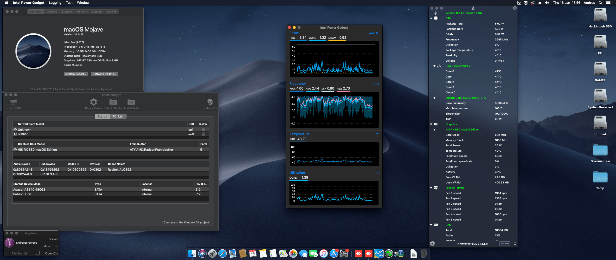 ASRock H370M ITX:AC + Intel Core i3 9100F + HIS RX 580 1