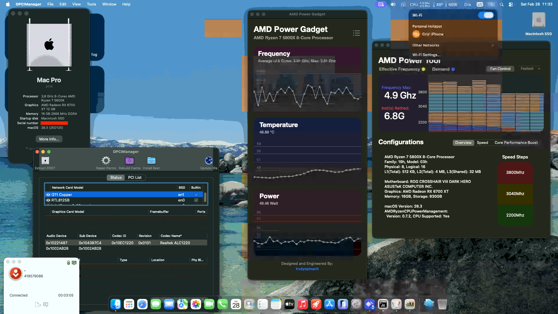 Success Hackintosh macOS Tahoe 26.3 Build 25D125 in Asus ROG Crosshair VIII Dark Hero + AMD Ryzen 7 5800X + PowerColor RX 6700 XT