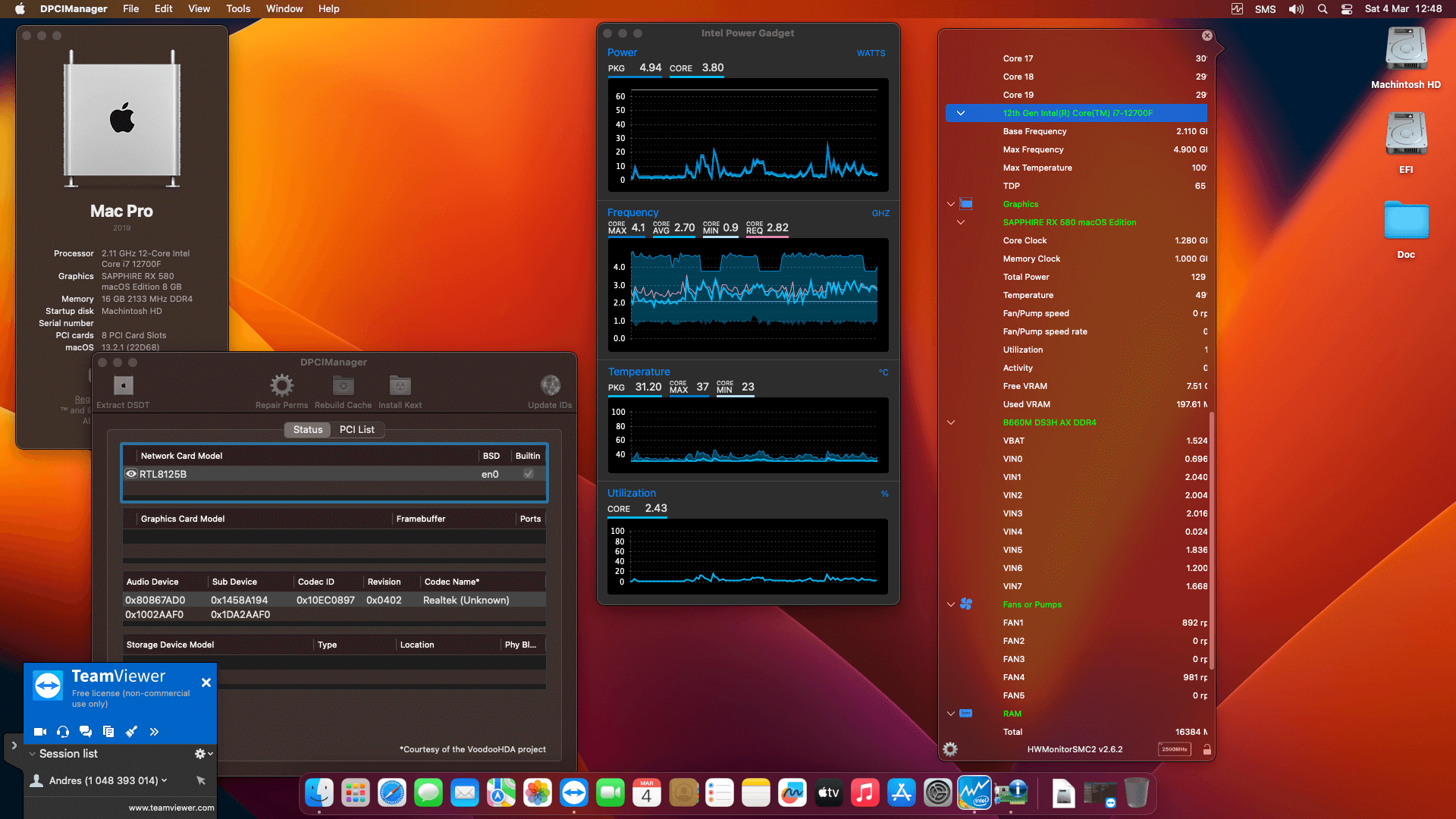 Gigabyte B660M DS3H AX DDR4 + Intel Core i7 12700F + Sapphire RX 580   OpenCore 1