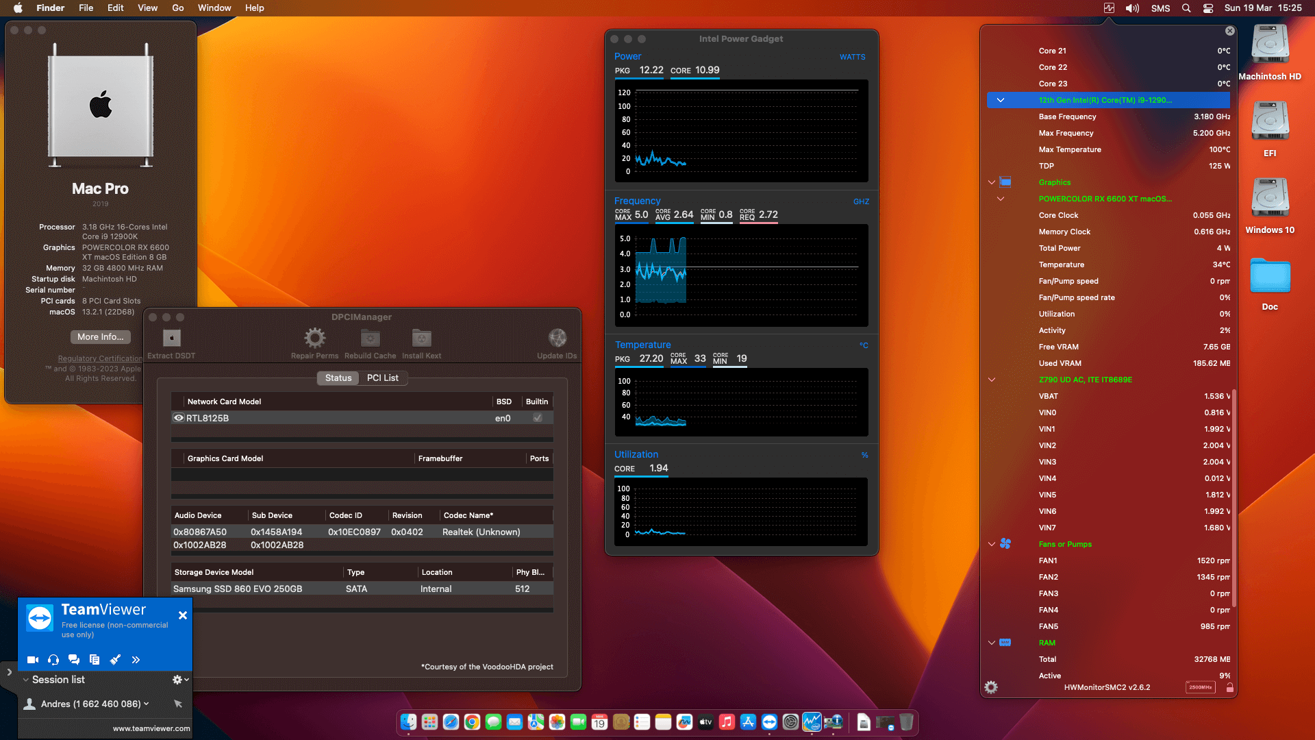 Gigabyte Z790 UD AC + Intel Core i9 12900K + Power Color RX 6600 XT   OpenCore 1