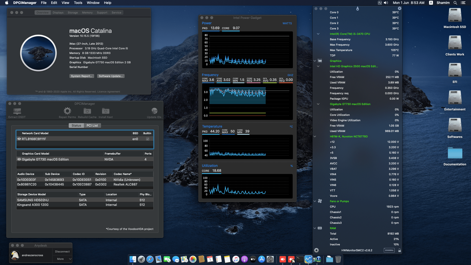 Asus H61M K + Intel Core i5 3470 + Gigabyte GT730 1