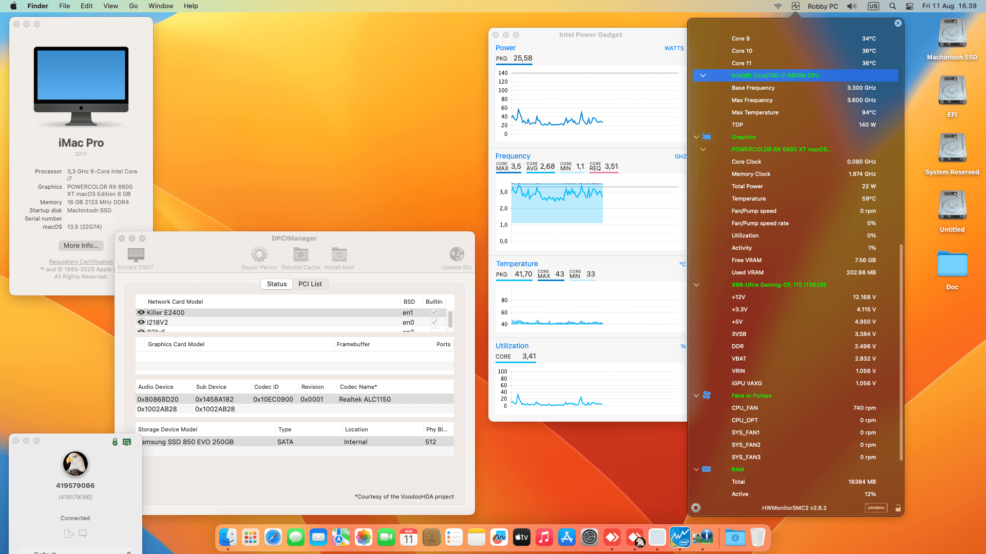 Gigabyte GA X99 Ultra Gaming + Intel Core i7 5820K + Power Color RX 6600 XT   OpenCore 1