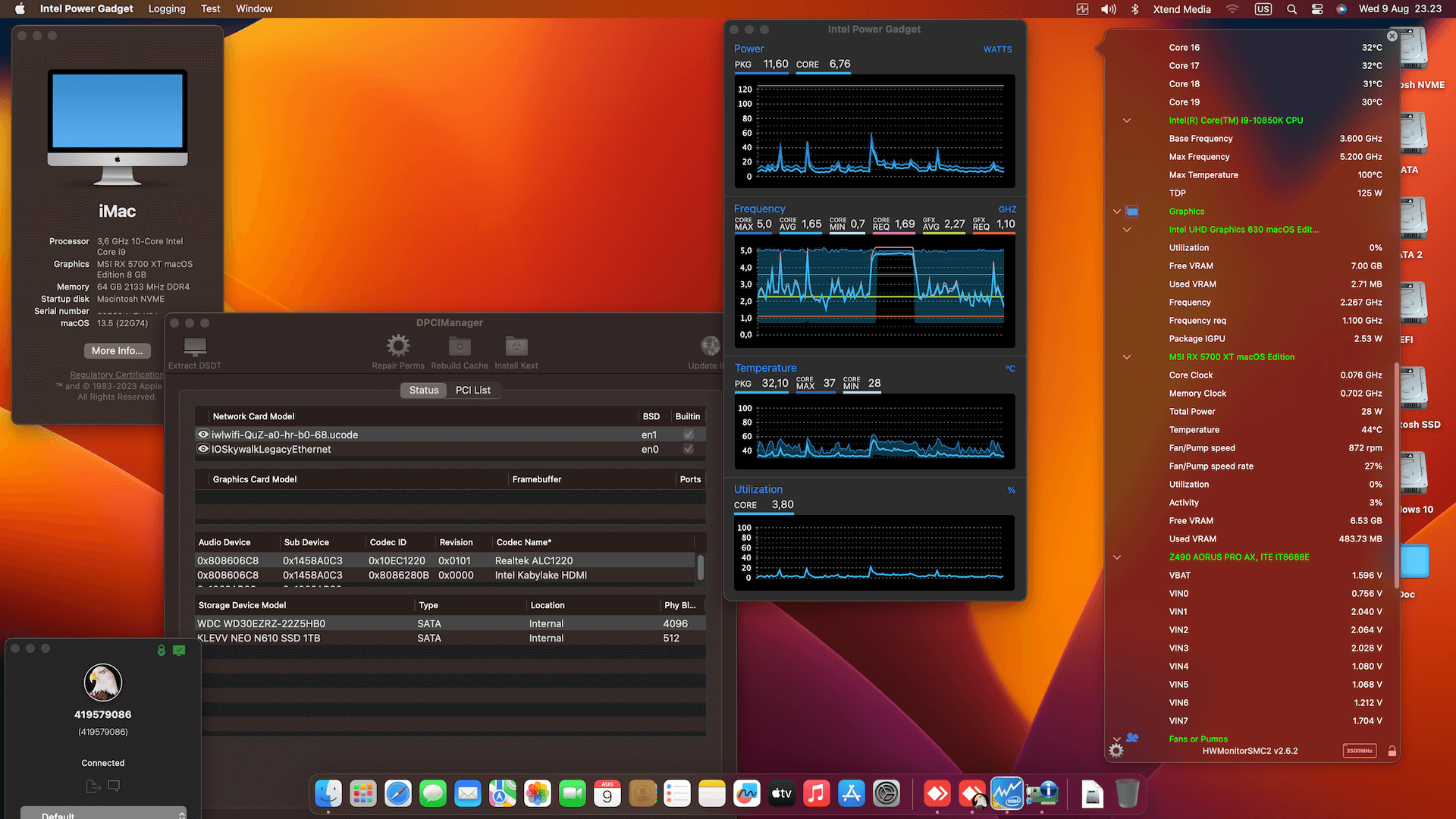 Gigabyte Z490 Aorus Pro AX + Intel Core i9 10850K + MSI RX 5700XT 3rd OpenCore 1