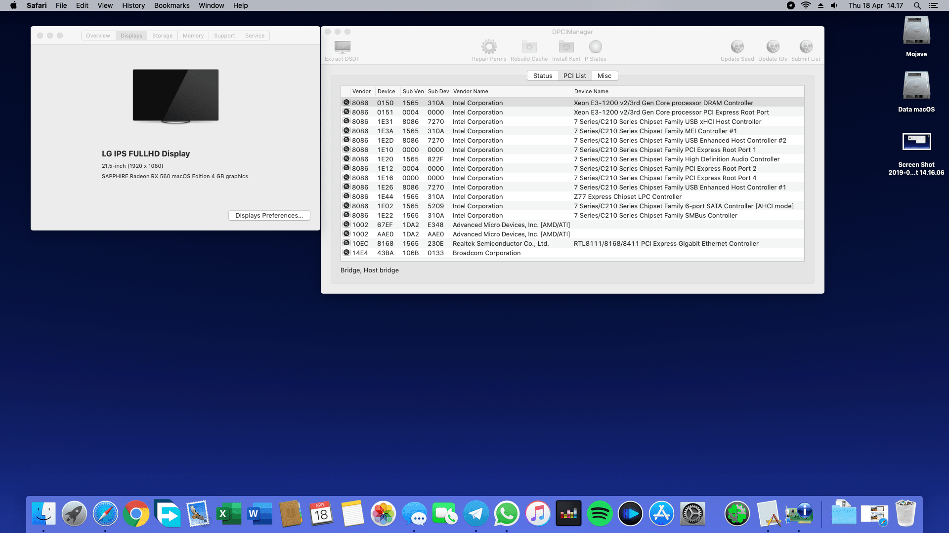 Biostar Z77X Hifi + Intel Core i5 3570 + Sapphire RX 560 2