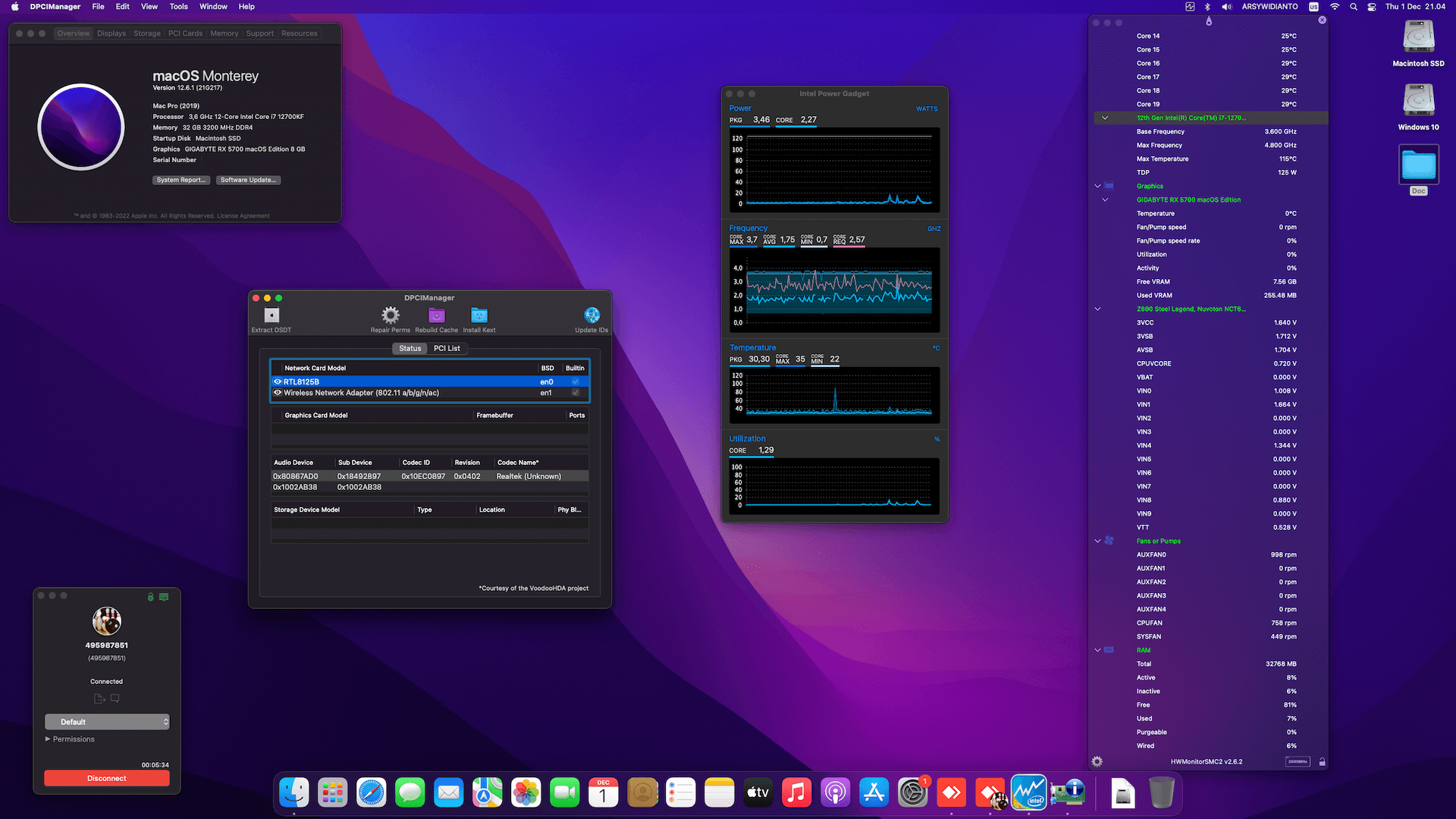 Asrock Z690 Steel Legend + Intel Core i7 12700KF + Gigabyte RX 5700   OpenCore 1