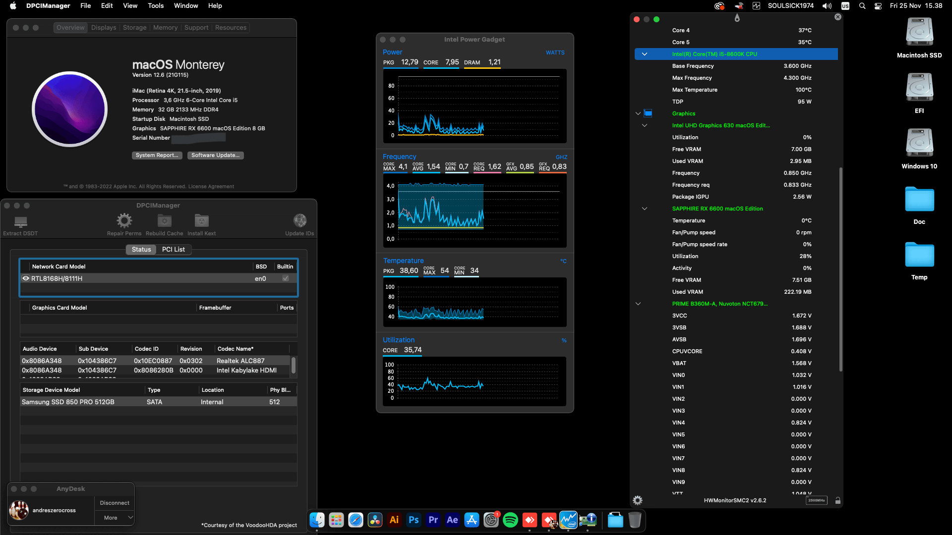 Asus Prime B360M A + IntelCore i5 8600K + Sapphire RX 6600   OpenCore 1