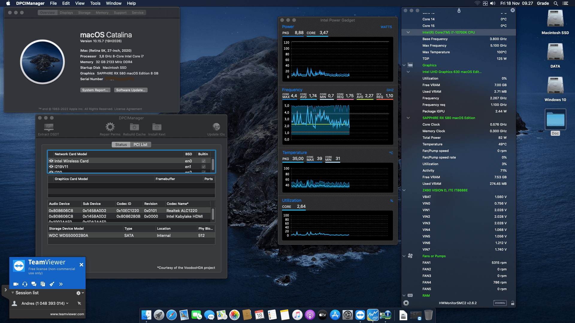 Gigabyte Z490 Vision D + Intel Core i7 10700K + Sapphire RX 580 OpenCore 1