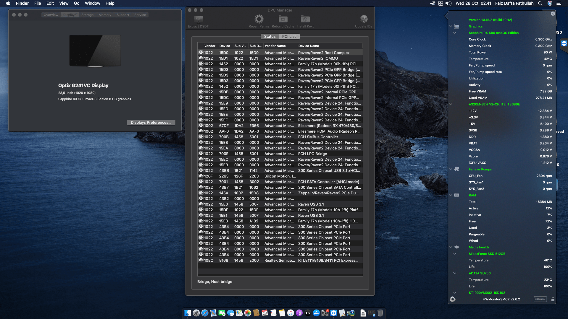 Gigabyte GA A320M S2H + AMD Ryzen 5 3400G + Sapphire RX 580 OpenCore 2