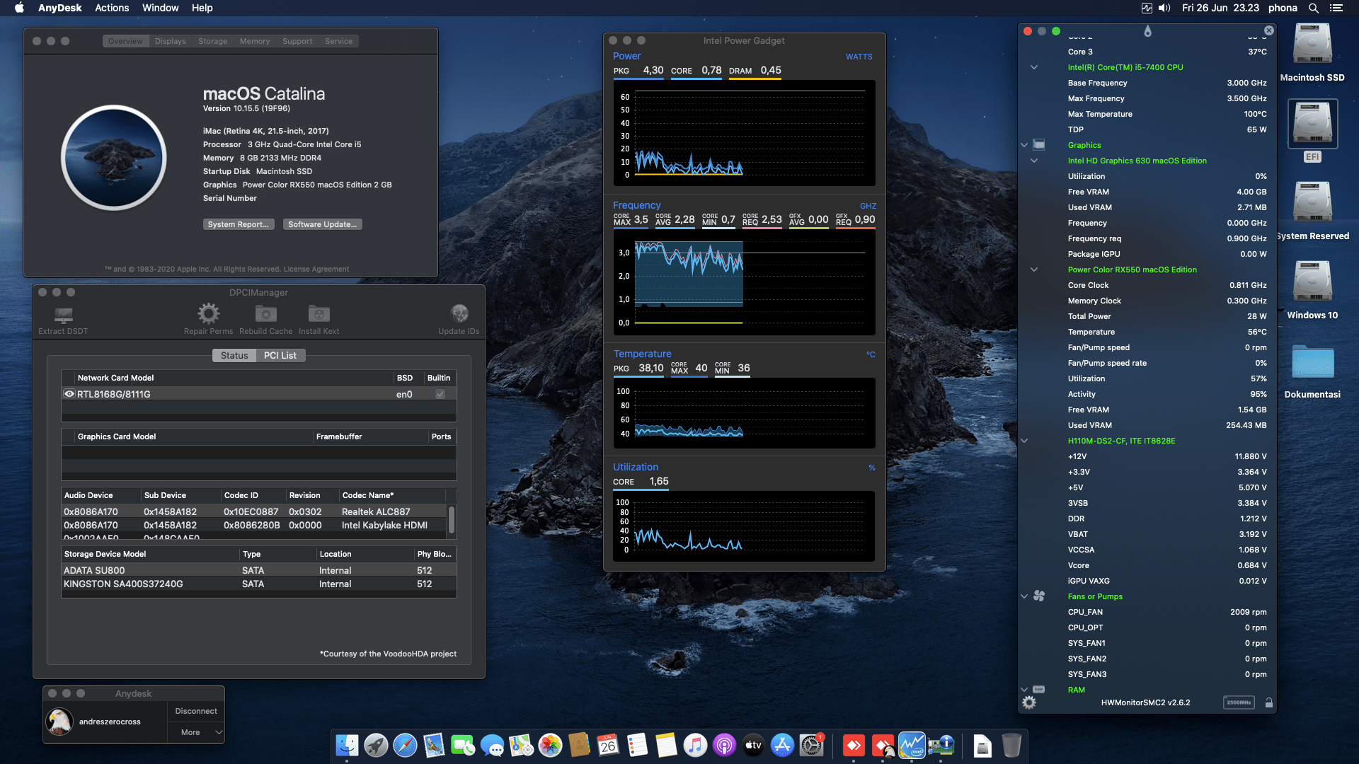 Gigabyte GA H110M DS2 + Intel Core i5 7400 + Power Color RX 550 1