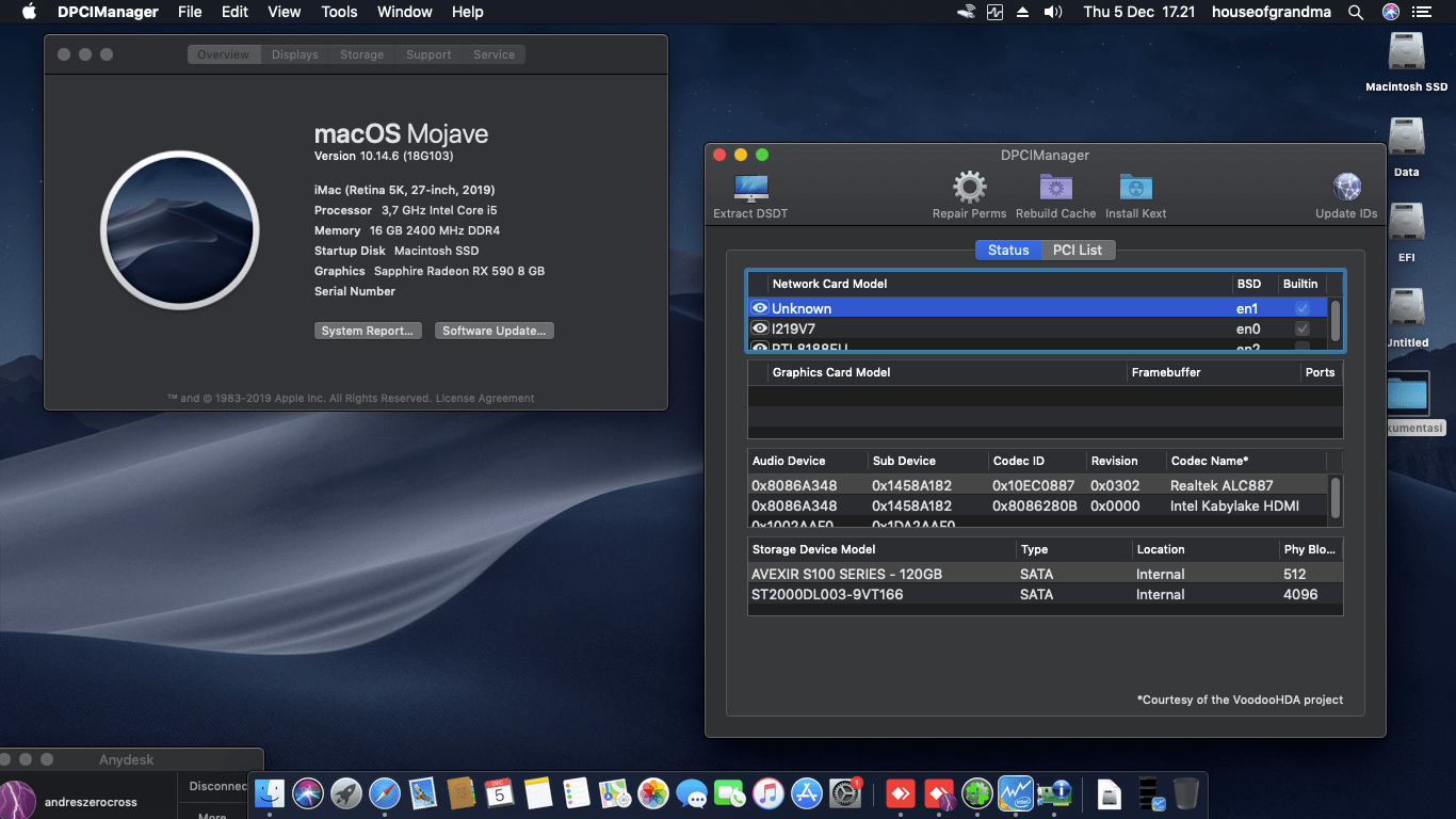 Gigabyte H370N WIFI + Intel Core i5 9600K + Sapphire Radeon RX 590 1