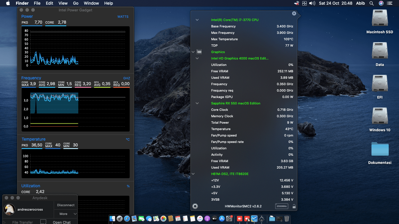Gigabyte H61M DS2 + Intel Core i7 3770 + Sapphire RX 550 2nd   OpenCore 3