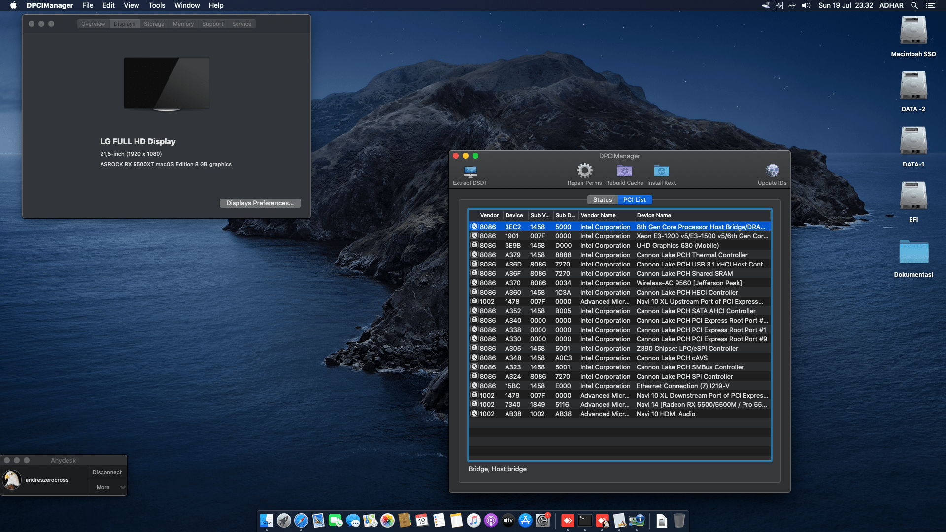 Gigabyte Z390 Aorus Ultra + Intel Core i7 8700 + Asrock Radeon RX 5500XT 2
