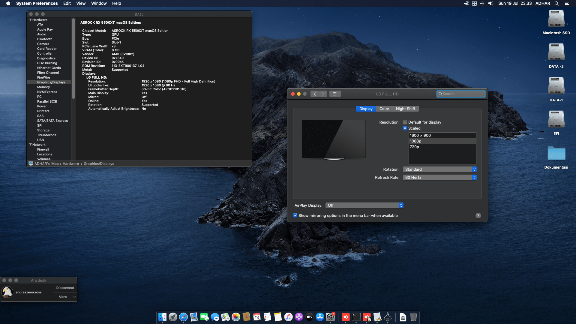 Gigabyte Z390 Aorus Ultra + Intel Core i7 8700 + Asrock Radeon RX 5500XT 3