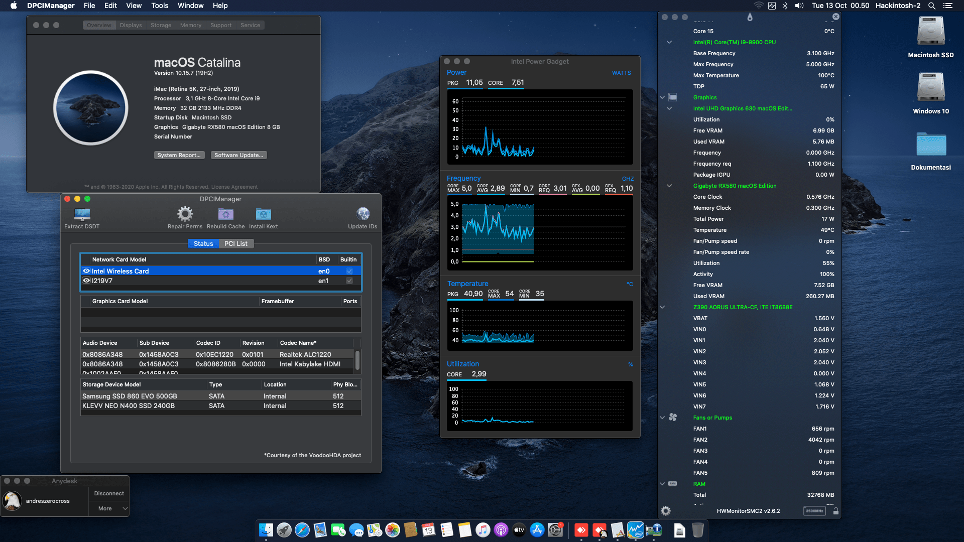 Gigabyte Z390 Aorus Ultra + Intel Core i9 9900 + Gigabyte RX 580 OpenCore 1