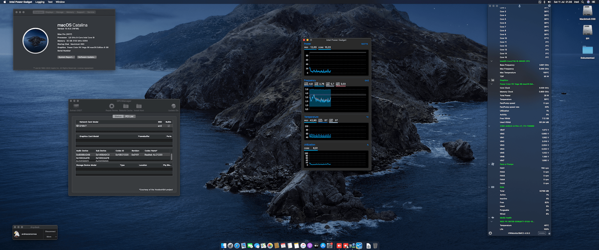Gigabyte Z390 Aorus Ultra + Intel Core i9 9900K + PowerColor RX Vega 56 1