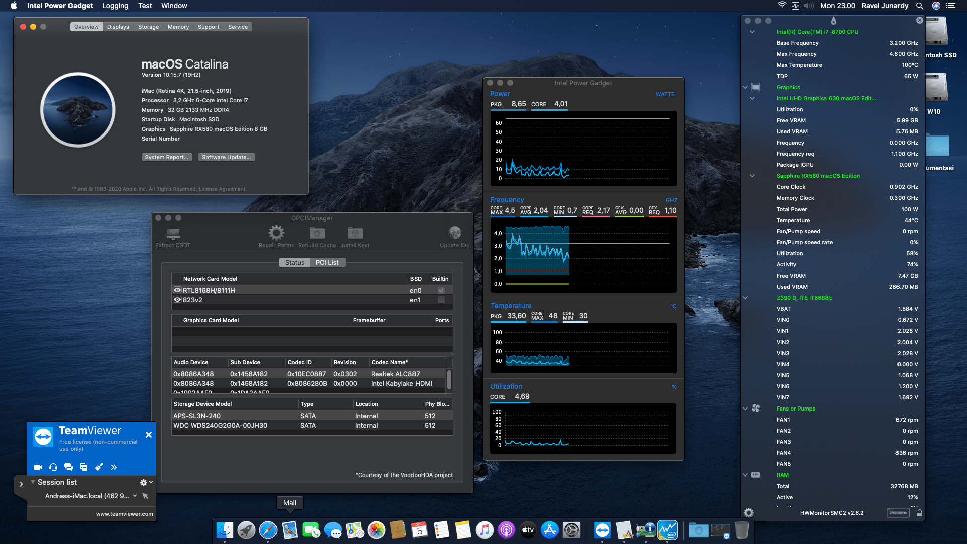 Gigabyte Z390 D + Intel Core i7 8700 + Sapphire RX 580 1