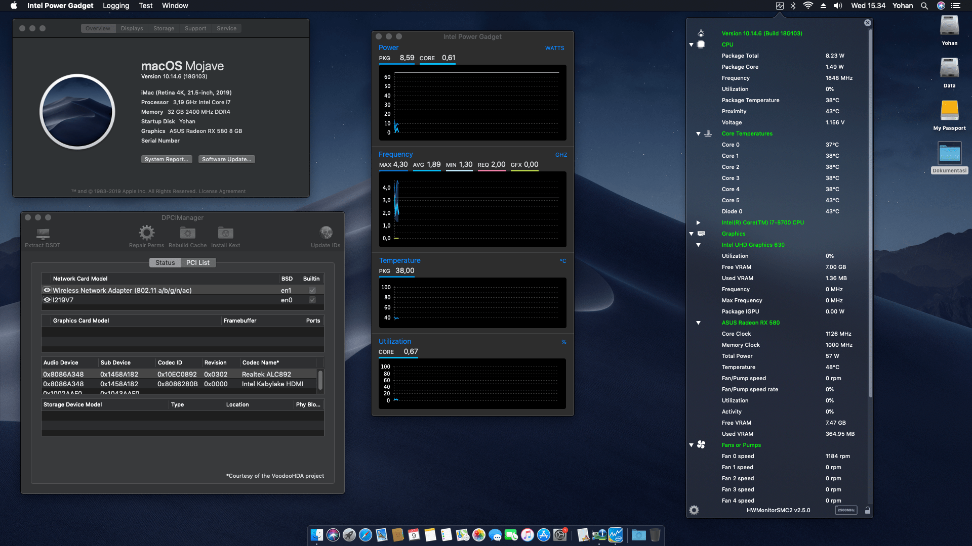 Gigabyte Z390 M + Intel Core i7 8700 + ASUS RX 580 1