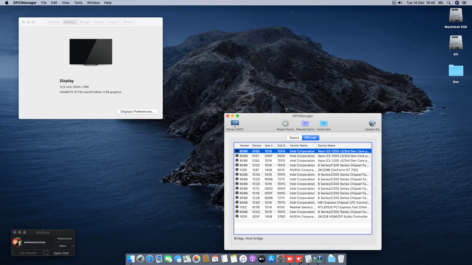 ECS H61H2 MV + Intel Core i3 3240 + Gigabyte GT730 Kepler GK208   OpenCore 2