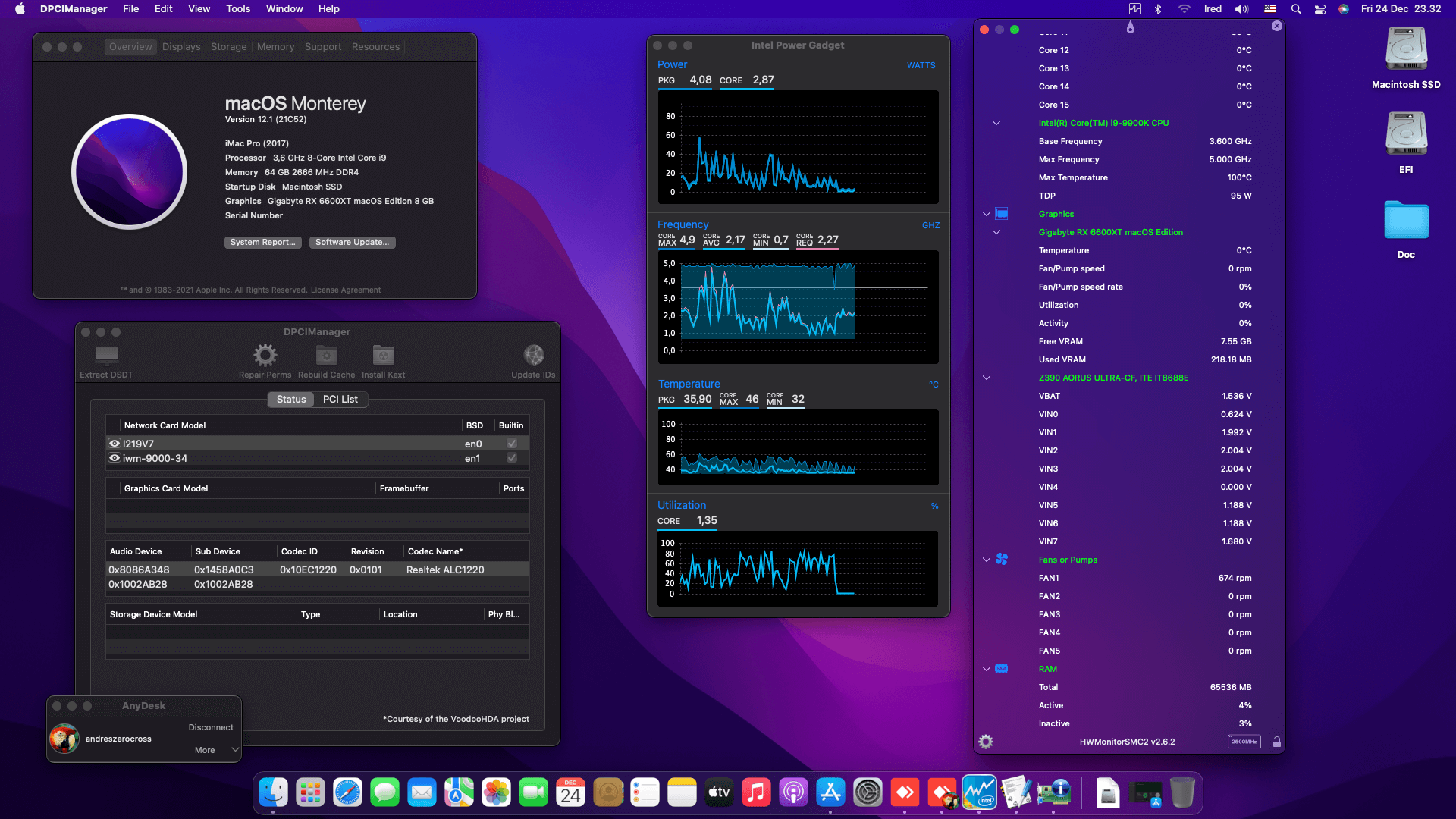 Gigabyte Z390 Aorus Ultra + Intel Core i9 9900K + Gigabyte RX 6600XT OpenCore 1
