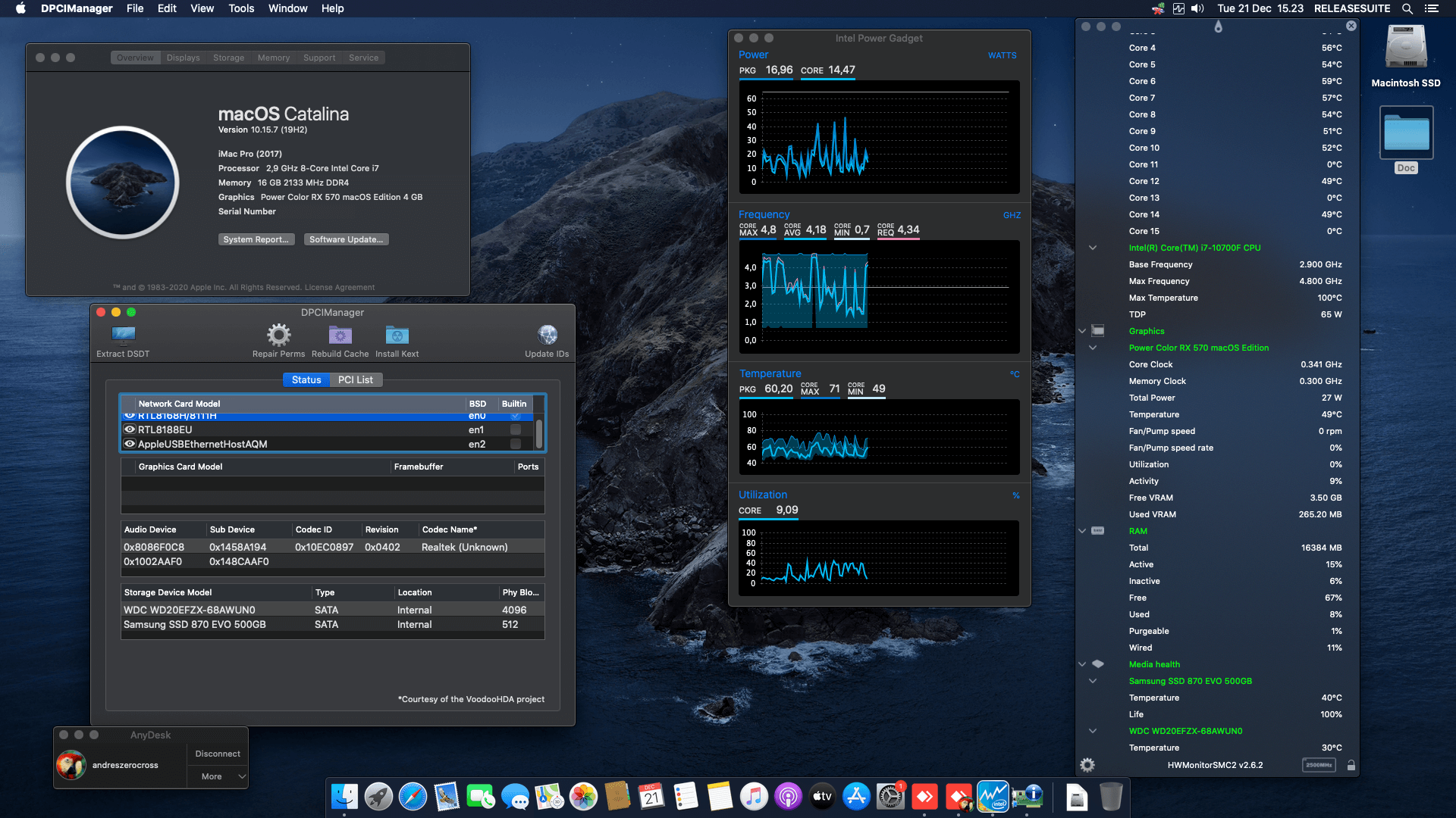Gigabyte Z590 D + Intel Core i7 10700F + Power Color RX 570 OpenCore 1