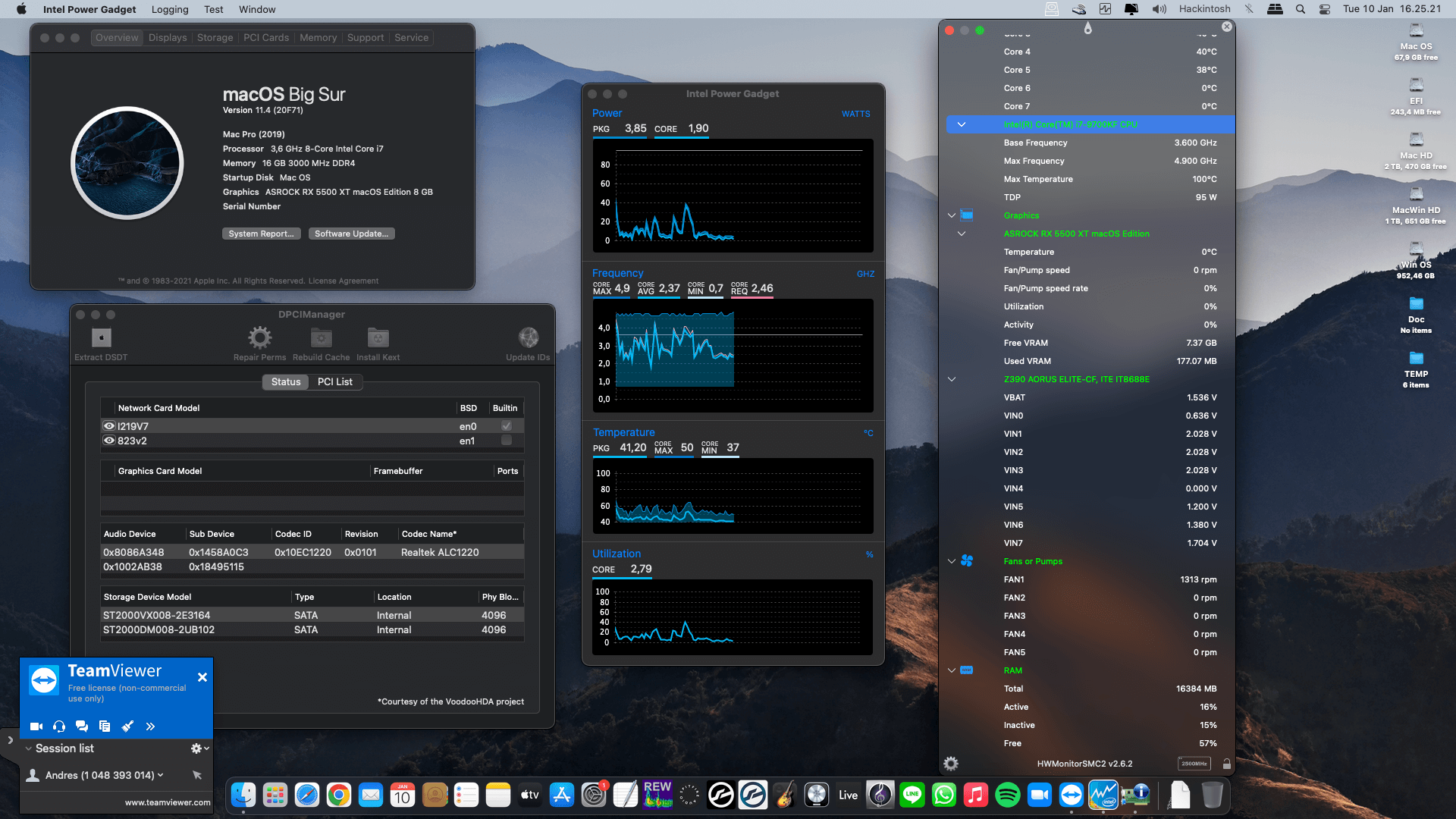 Gigabyte Z390 Aorus Elite + Intel Core i7 9700KF + Asrock RX 5500 XT   OpenCore 1