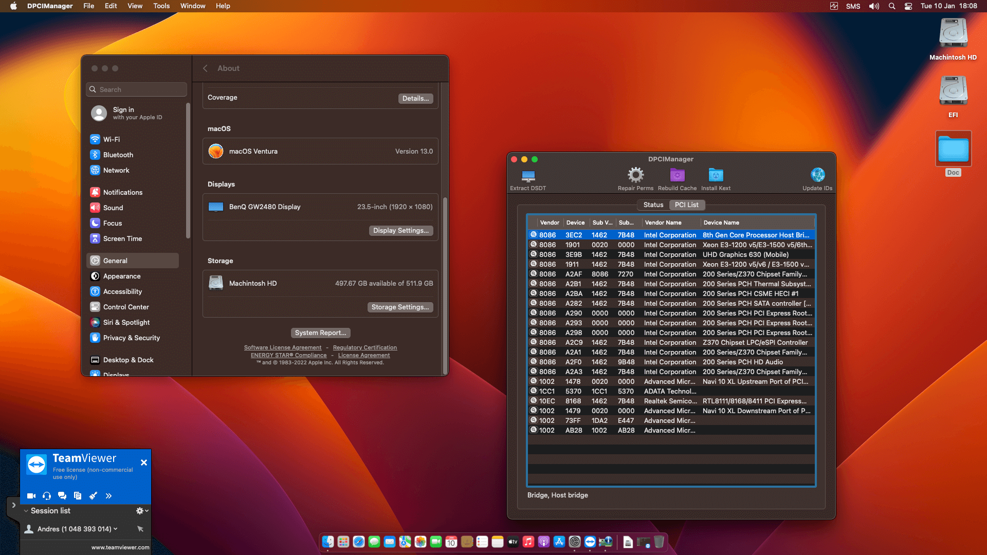 MSI Z370 A PRO + Intel Core i7 8700K + Sapphire RX 6600   OpenCore 2
