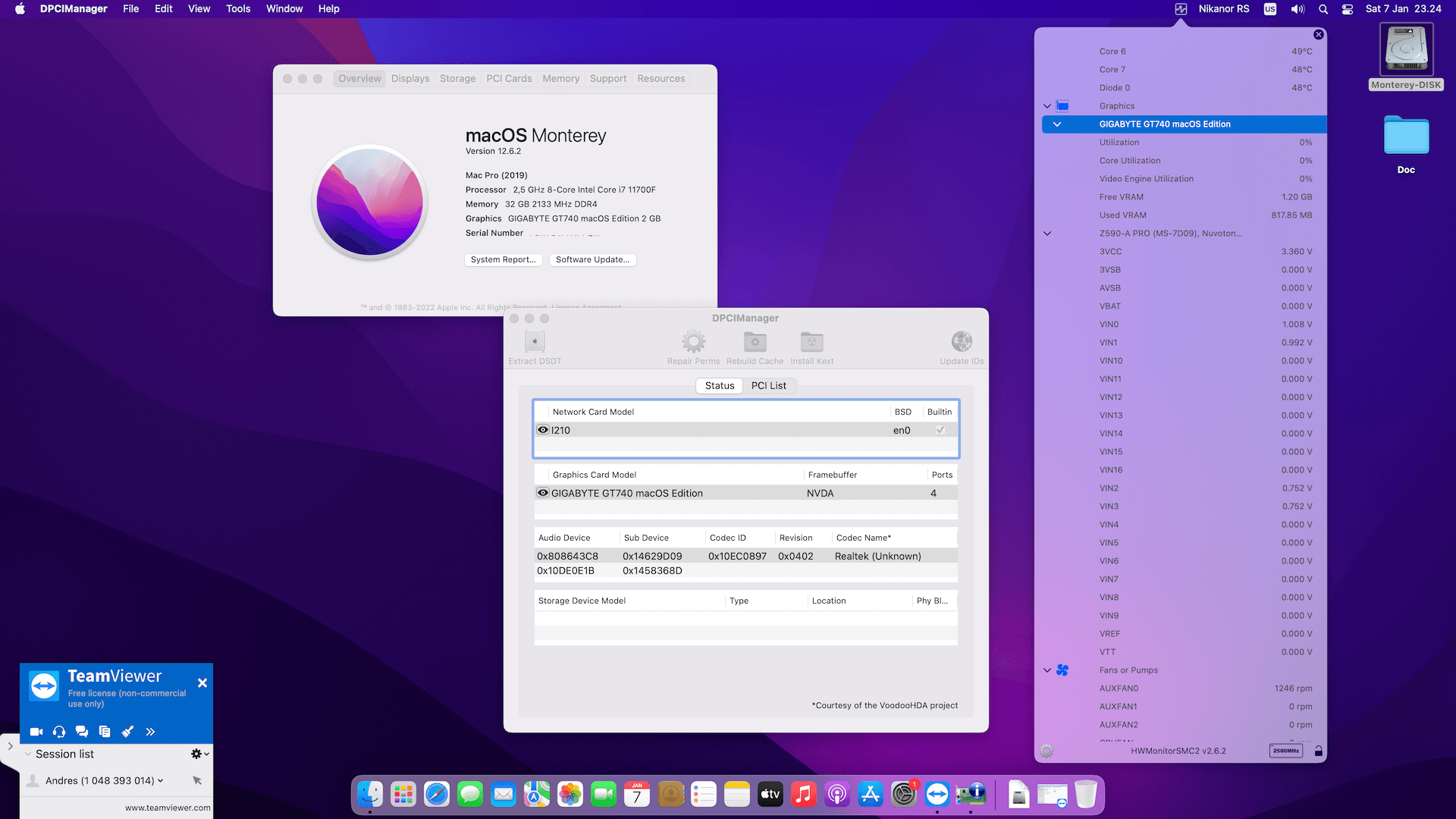 MSI Z590A PRO + Intel Core i7 11700F + Gigabyte GT 740   OpenCore 1