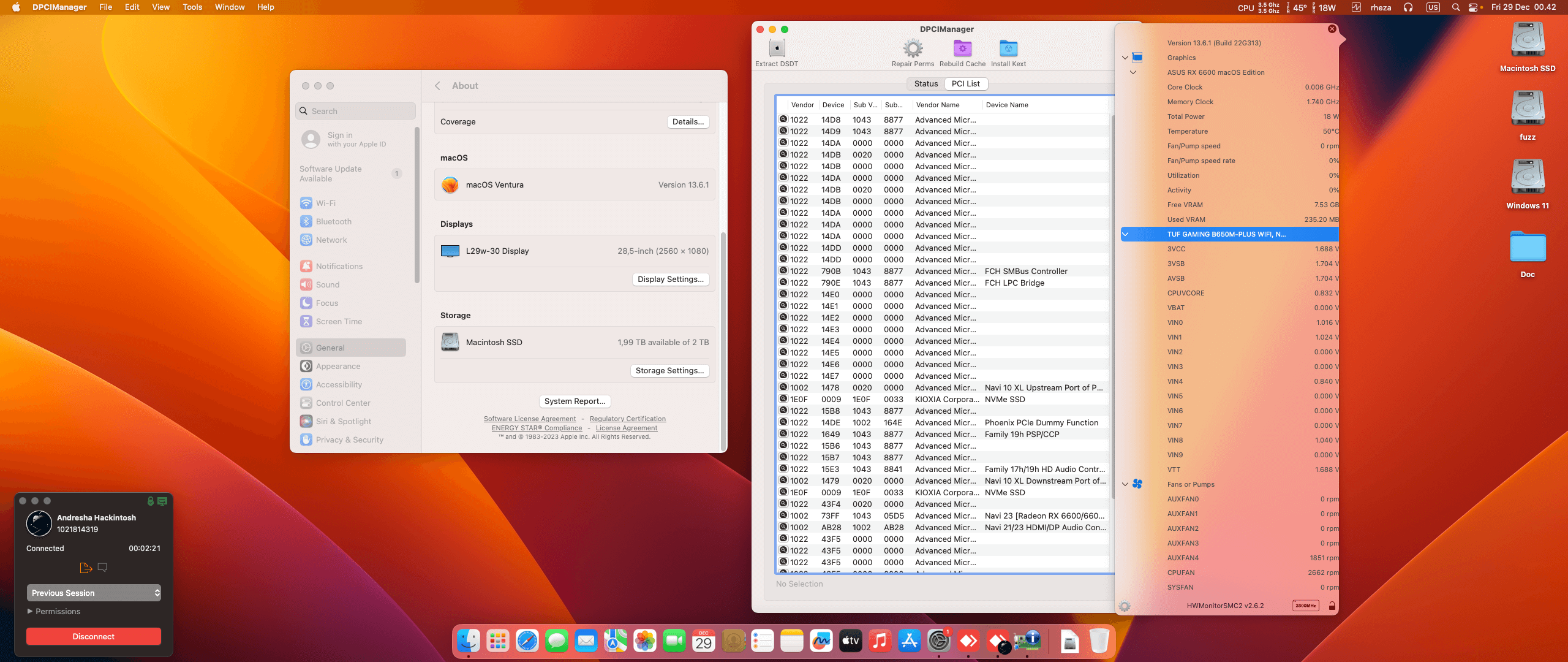 Asus TUF Gaming B650M PLUS WIFI + AMD Ryzen 9 7950X + Asus RX 6600 2nd   OpenCore 1