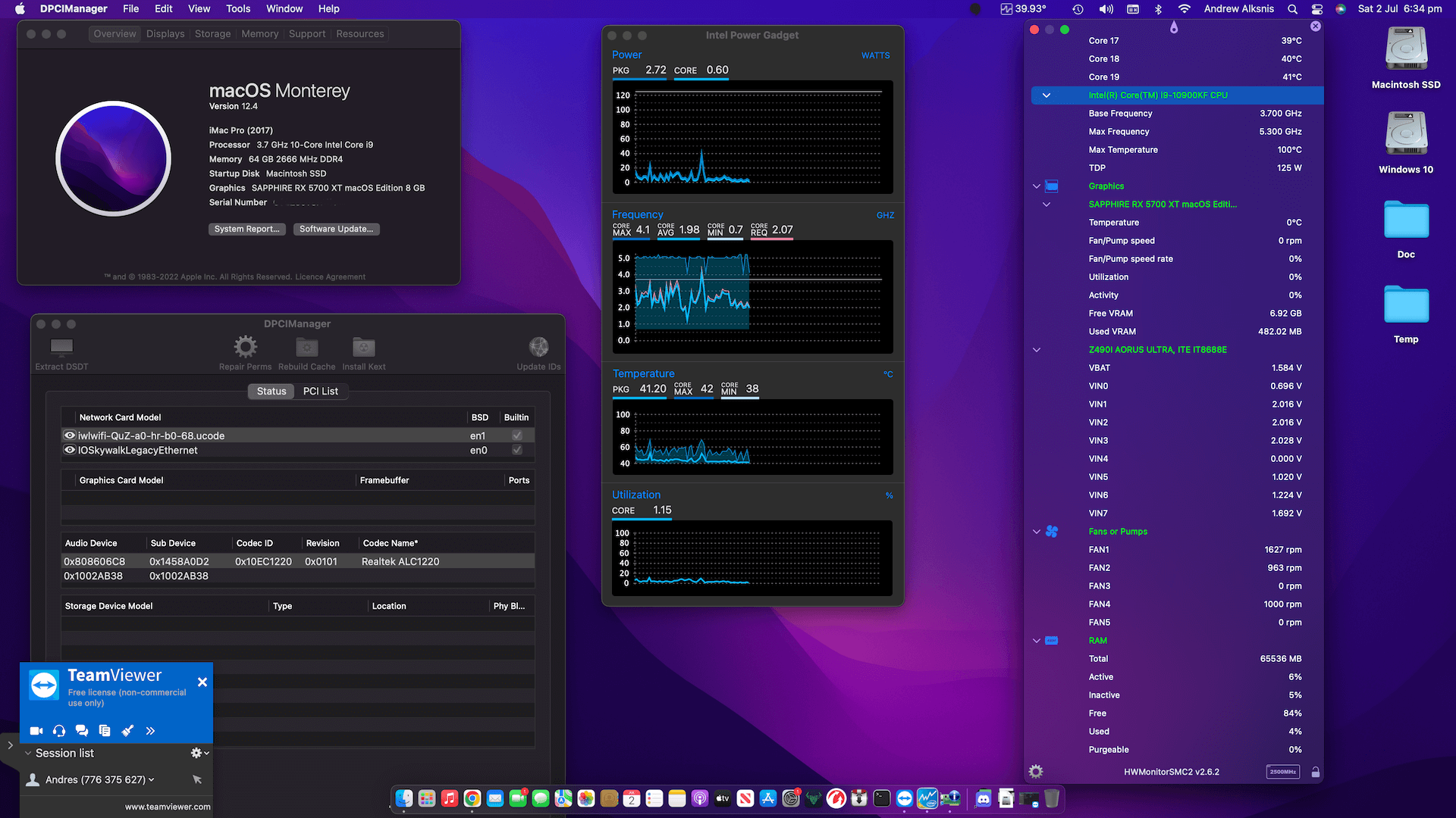 Gigabyte Z490I Aorus Ultra + Intel Core i9 10900KF + Sapphire Radeon RX 5700XT   OpenCore 1