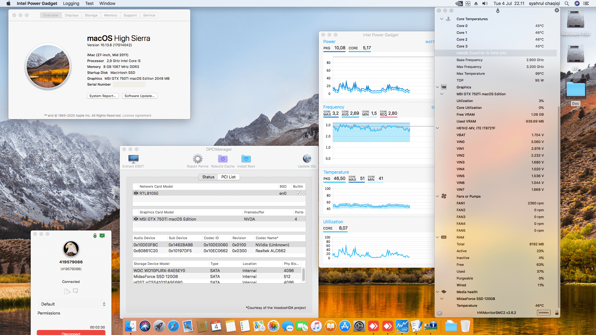 ECS H61H2 MV + Intel Core i5 2310 + MSI GT 750Ti   OpenCore 1