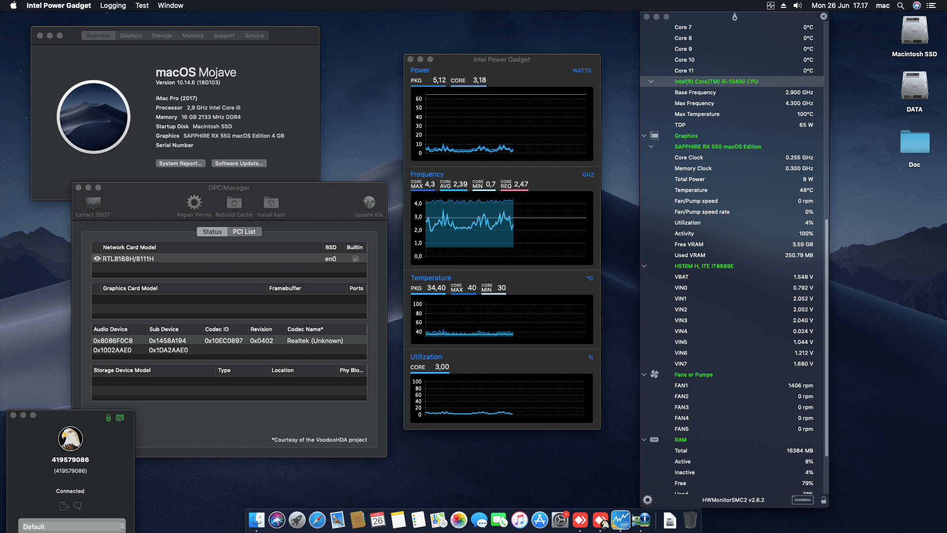 Gigabyte GA H510M H + Intel Core i5 10400 + Sapphire RX 550 OpenCore 1