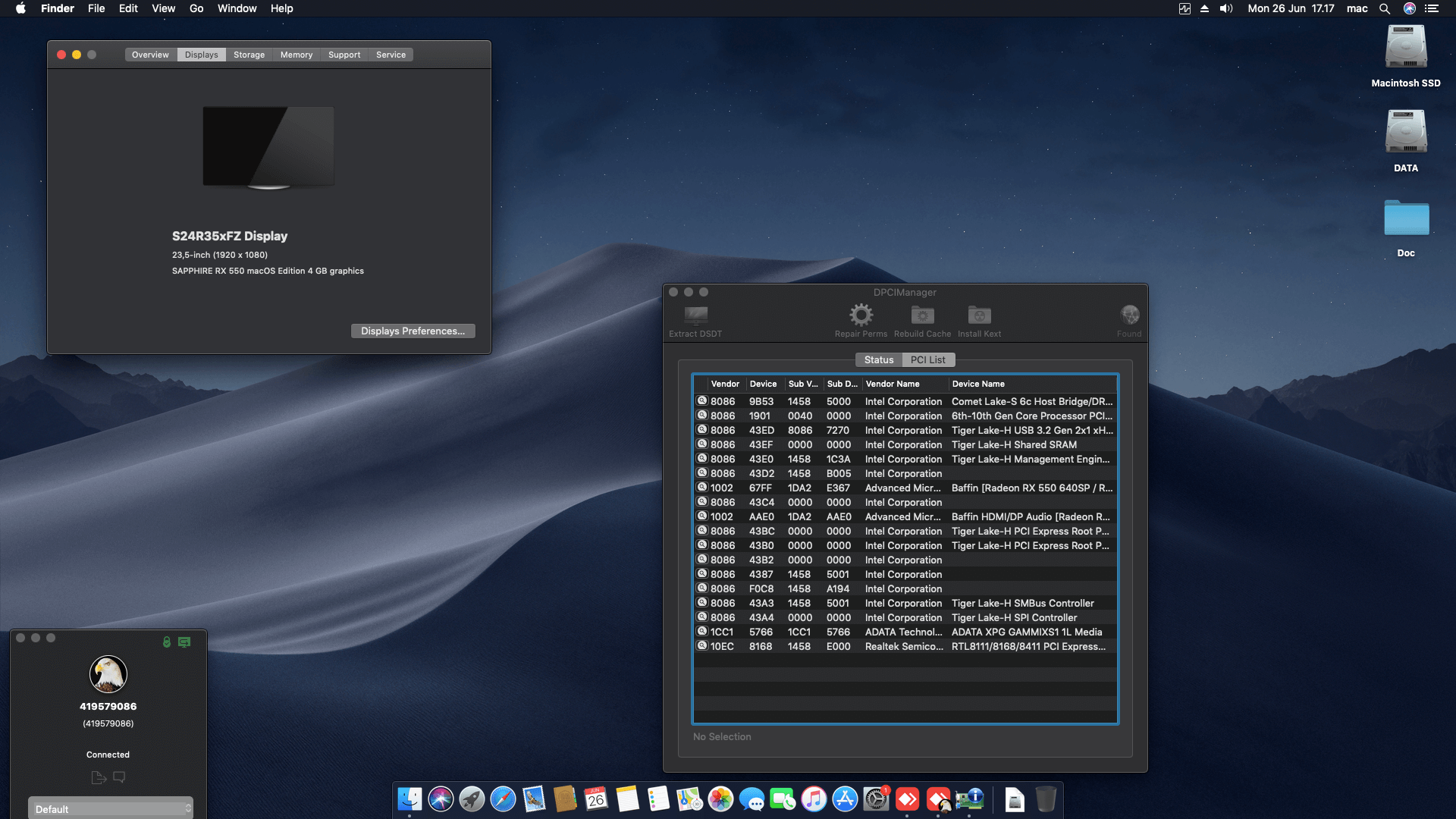 Gigabyte GA H510M H + Intel Core i5 10400 + Sapphire RX 550 OpenCore 1