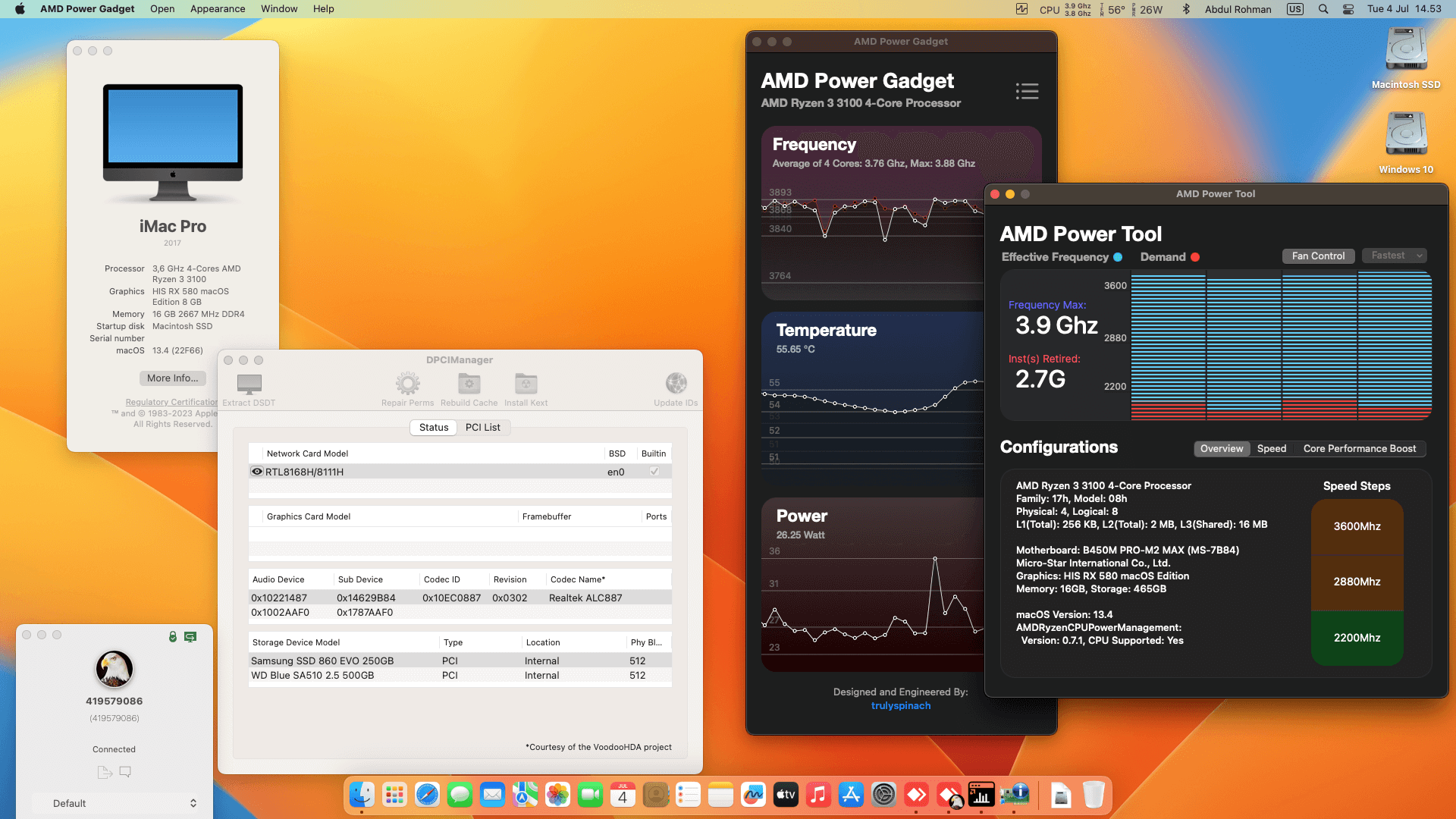 MSI B450M Pro M2 MAX + AMD Ryzen 3 3100 + HIS RX 580   OpenCore 1