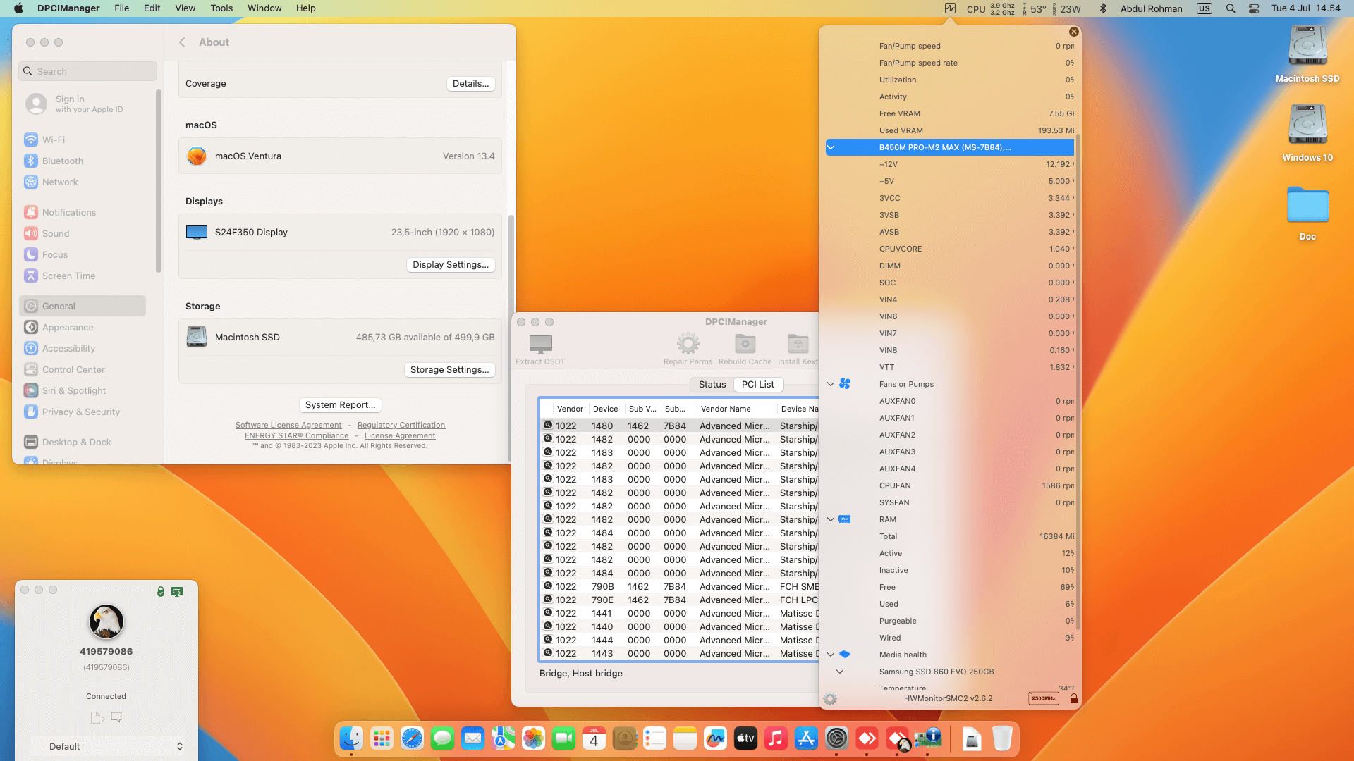 MSI B450M Pro M2 MAX + AMD Ryzen 3 3100 + HIS RX 580   OpenCore 1