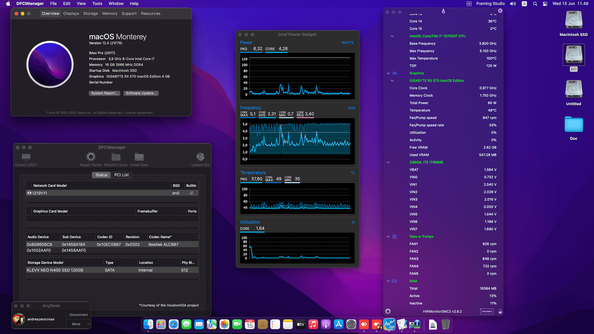 Gigabyte Z490M + Intel Core i7 10700KF + Gigabyte RX 570 2nd   OpenCore 1