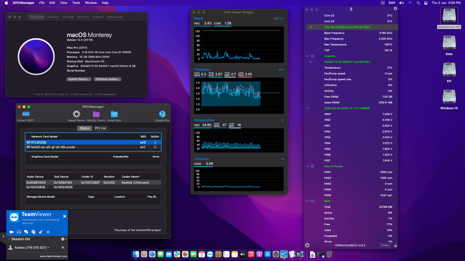 Gigabyte Z690 UD AX DDR4 V2 + Intel Core i9 12900K + Gigabyte RX 6600 XT   OpenCore 1