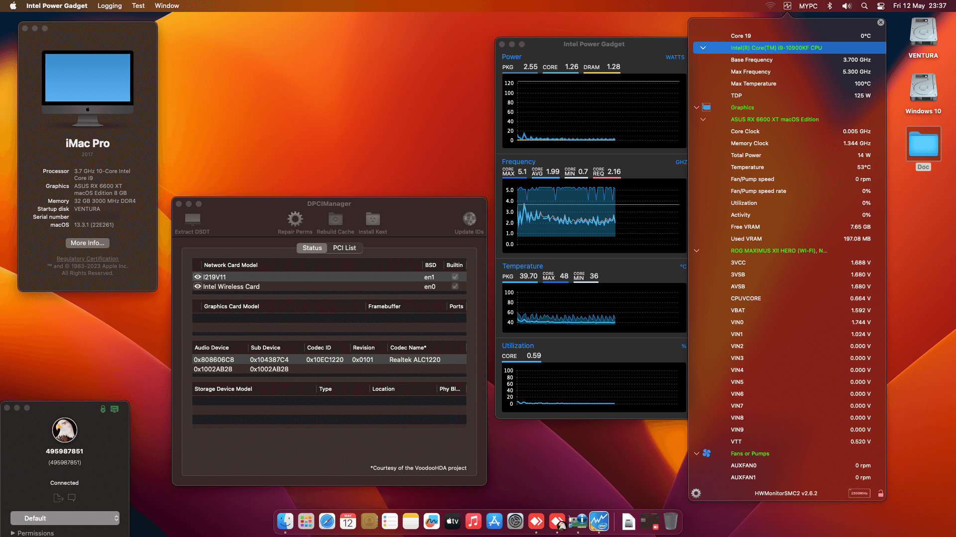 Asus ROG Maximus XII Hero (Wifi) + Intel Core i9 10900KF + Asus RX 6600 XT   OpenCore 1