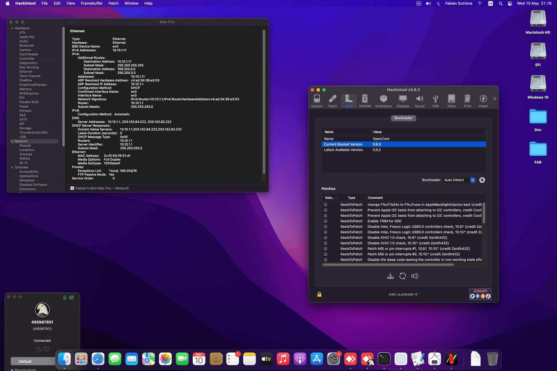 MSI MEG Z490I Unify + Intel Core i7 10700K + Sapphire RX 6600 XT OpenCore 1