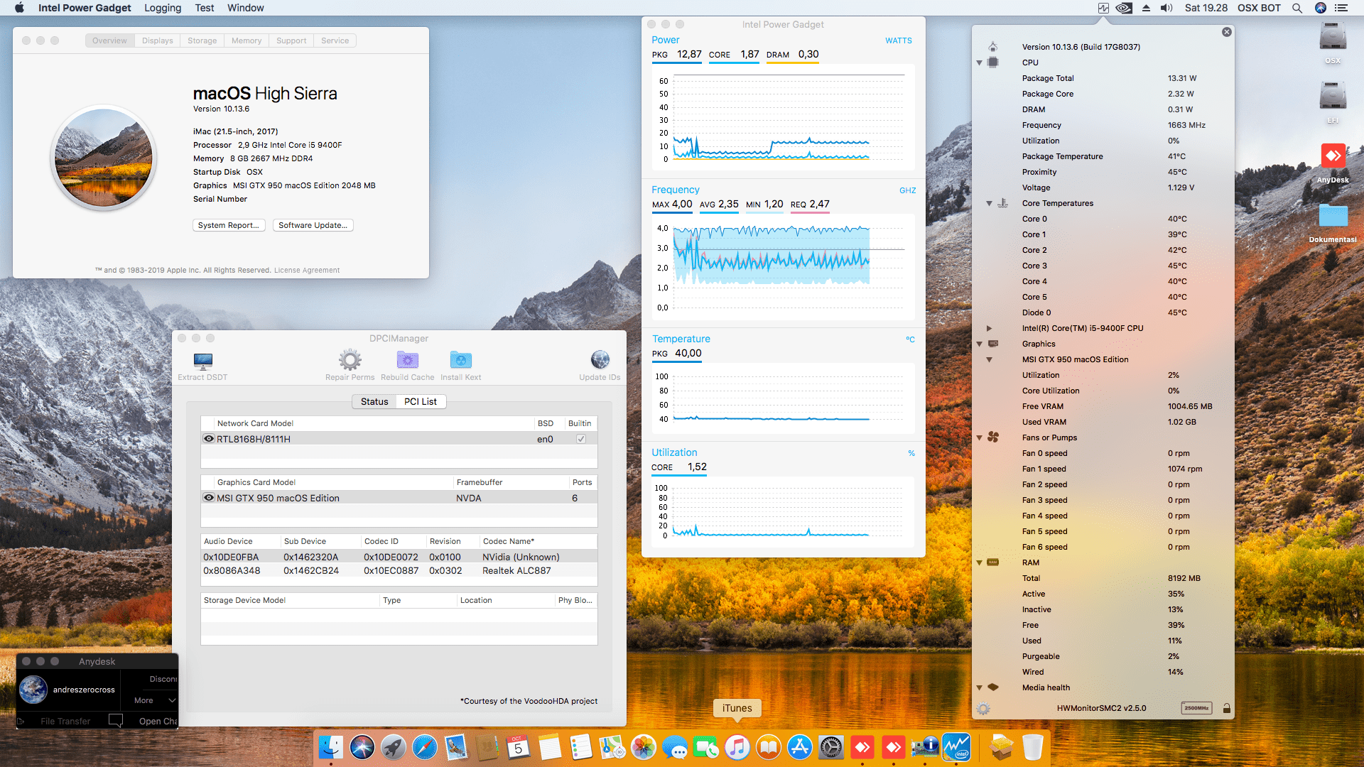 MSI B360M Bazooka + Intel Core i5 9400F + MSI GTX 950 1