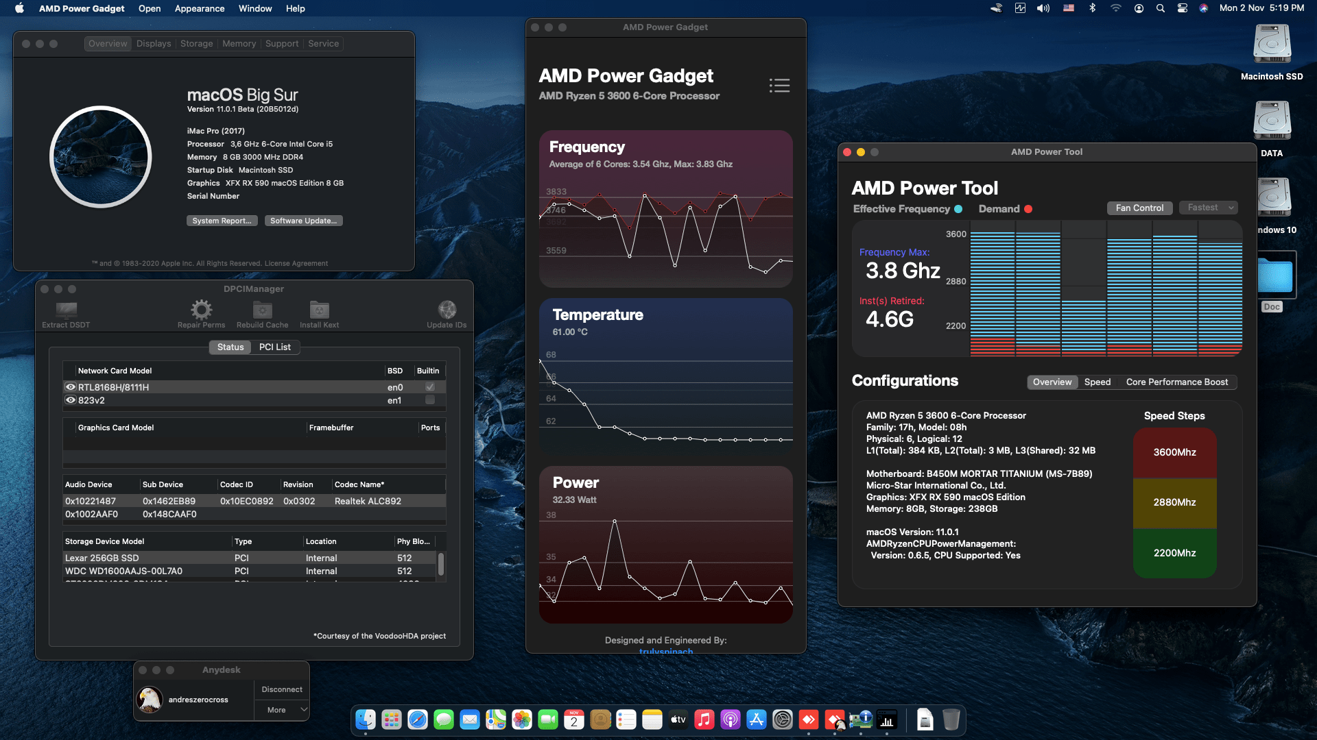 MSI B450M Mortar Titanium + Ryzen 5 3600 + XFX RX 590 1