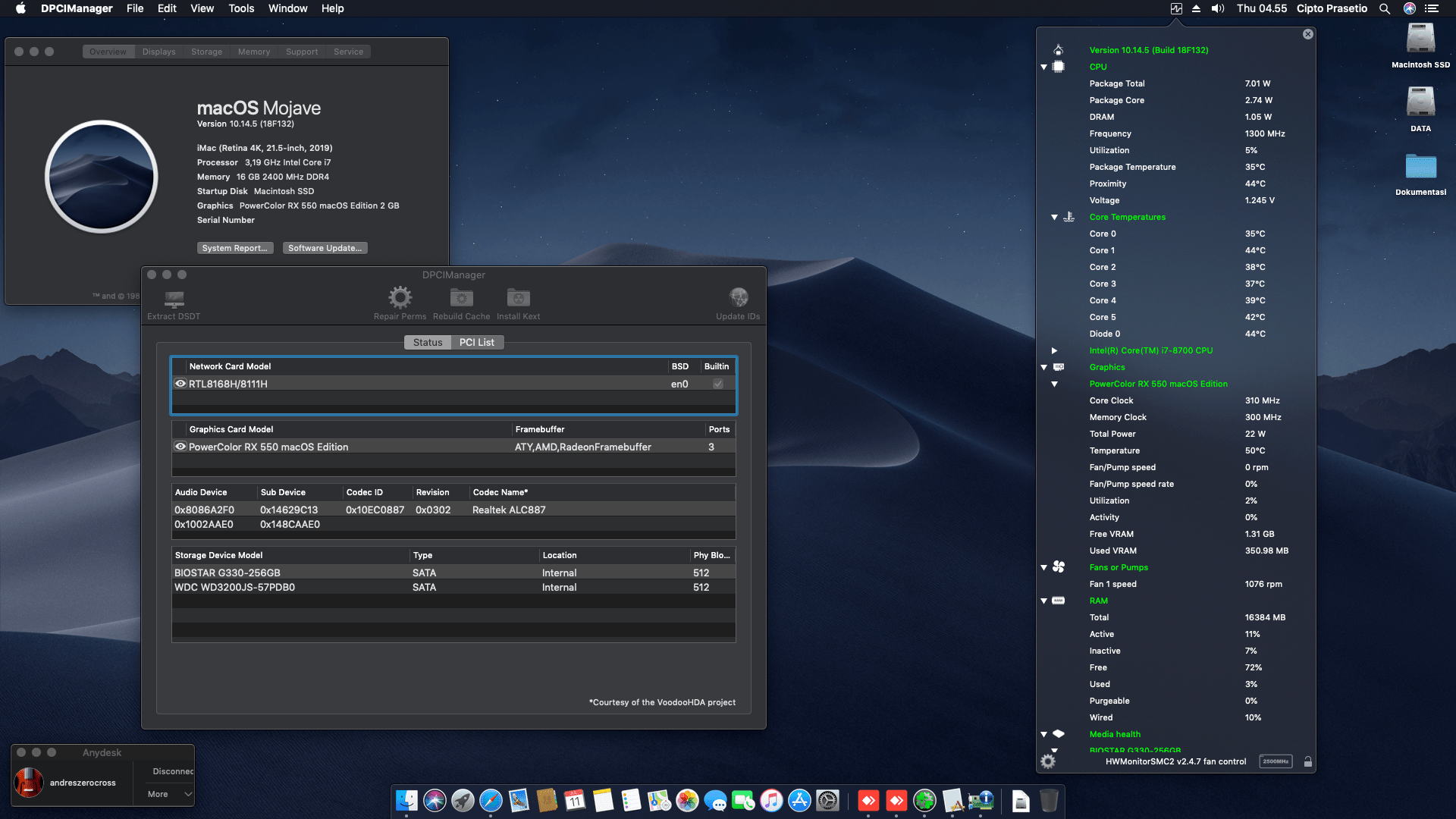 MSI H310M PRO VH PLUS + Intel Core i7 8700 + RX 550 1