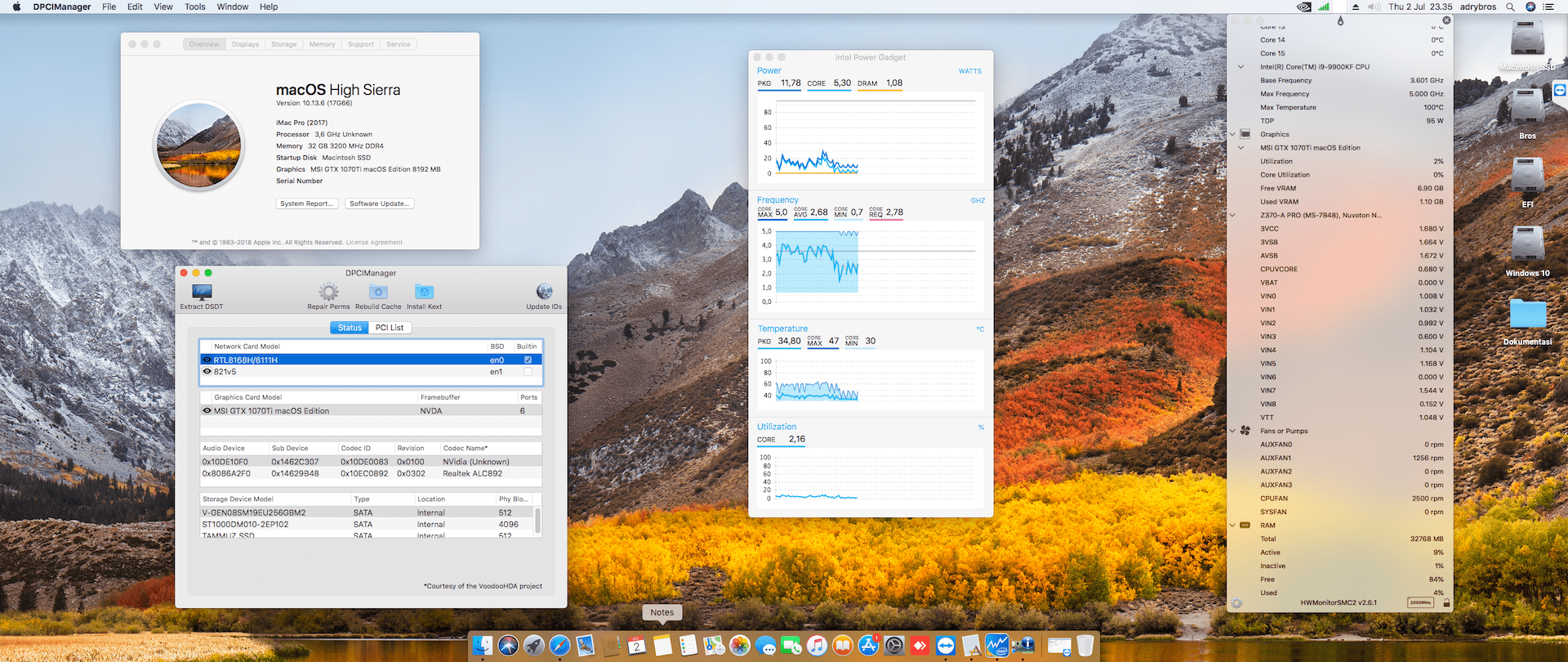 MSI Z370 A Pro + Intel Core i9 9900KF + MSI GTX 1070Ti 1