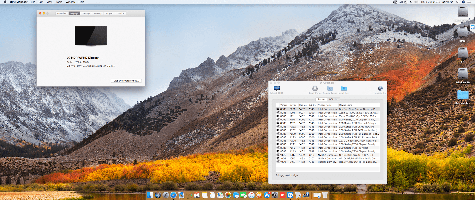MSI Z370 A Pro + Intel Core i9 9900KF + MSI GTX 1070Ti 2