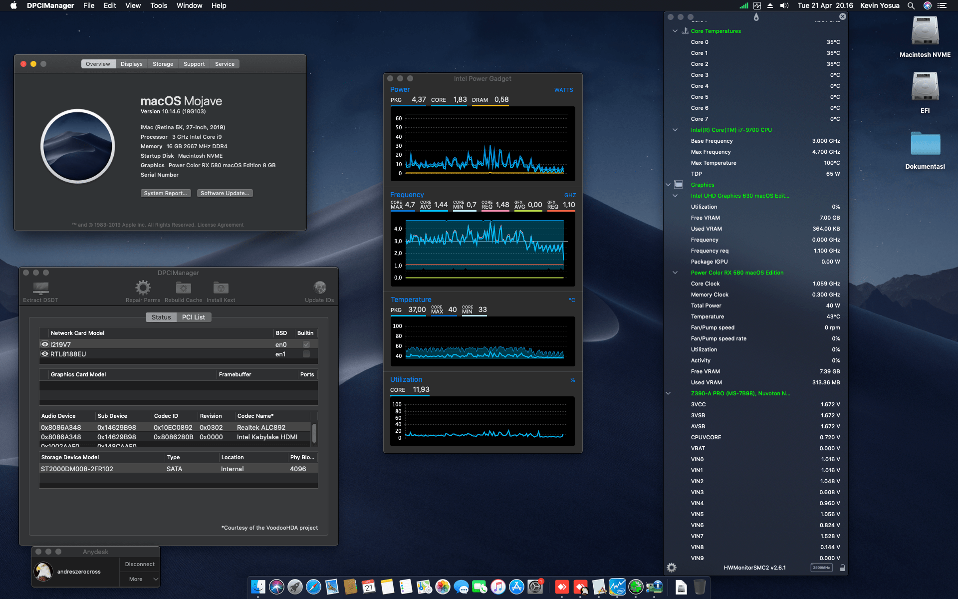MSI Z390A Pro + Intel Core i7 9700 + Power Color RX 580 1