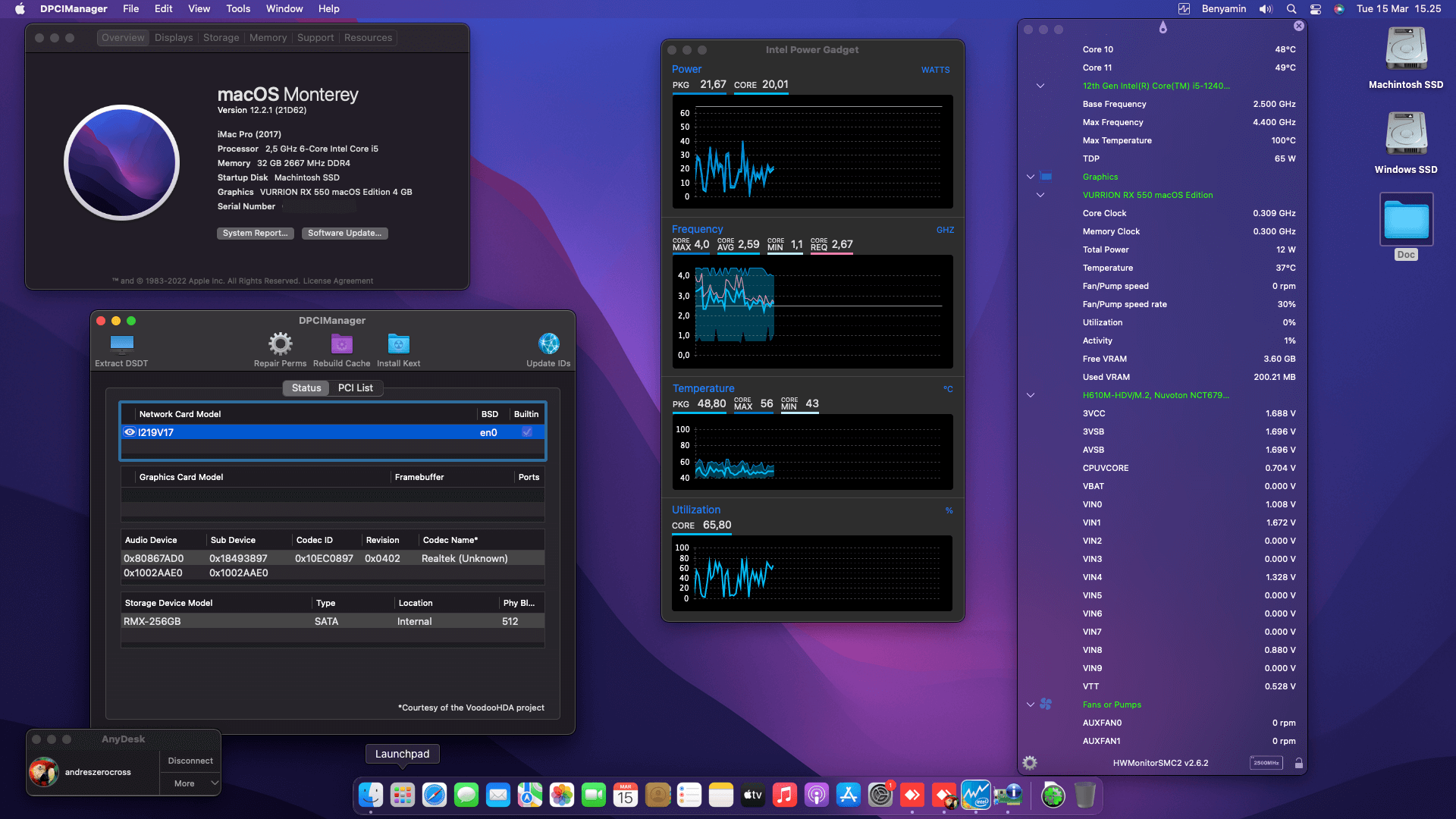 Asrock H610M HDV:M.2 + Intel Core i5 12400F + Vurrion RX 550 OpenCore 1