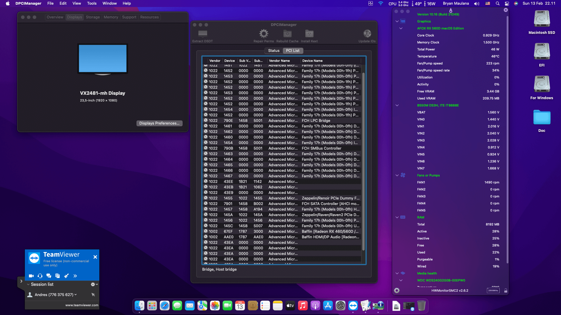 Gigabyte B550M DS3H + AMD Ryzen 5 1500X + Afox RX 560D OpenCore 2