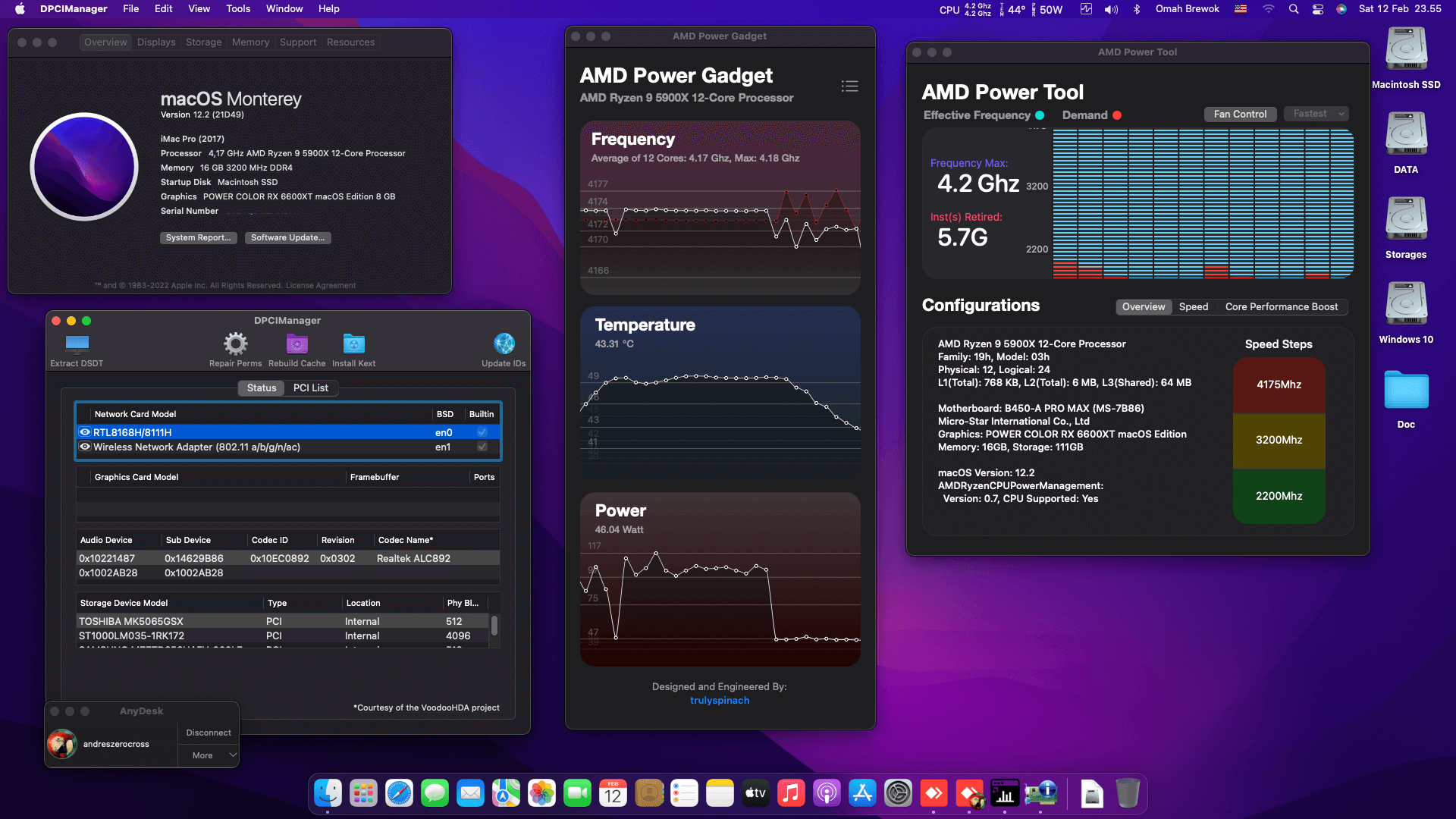 MSI B450 A PRO MAX + AMD Ryzen 9 5900X + Power Color RX 6600XT OpenCore 1