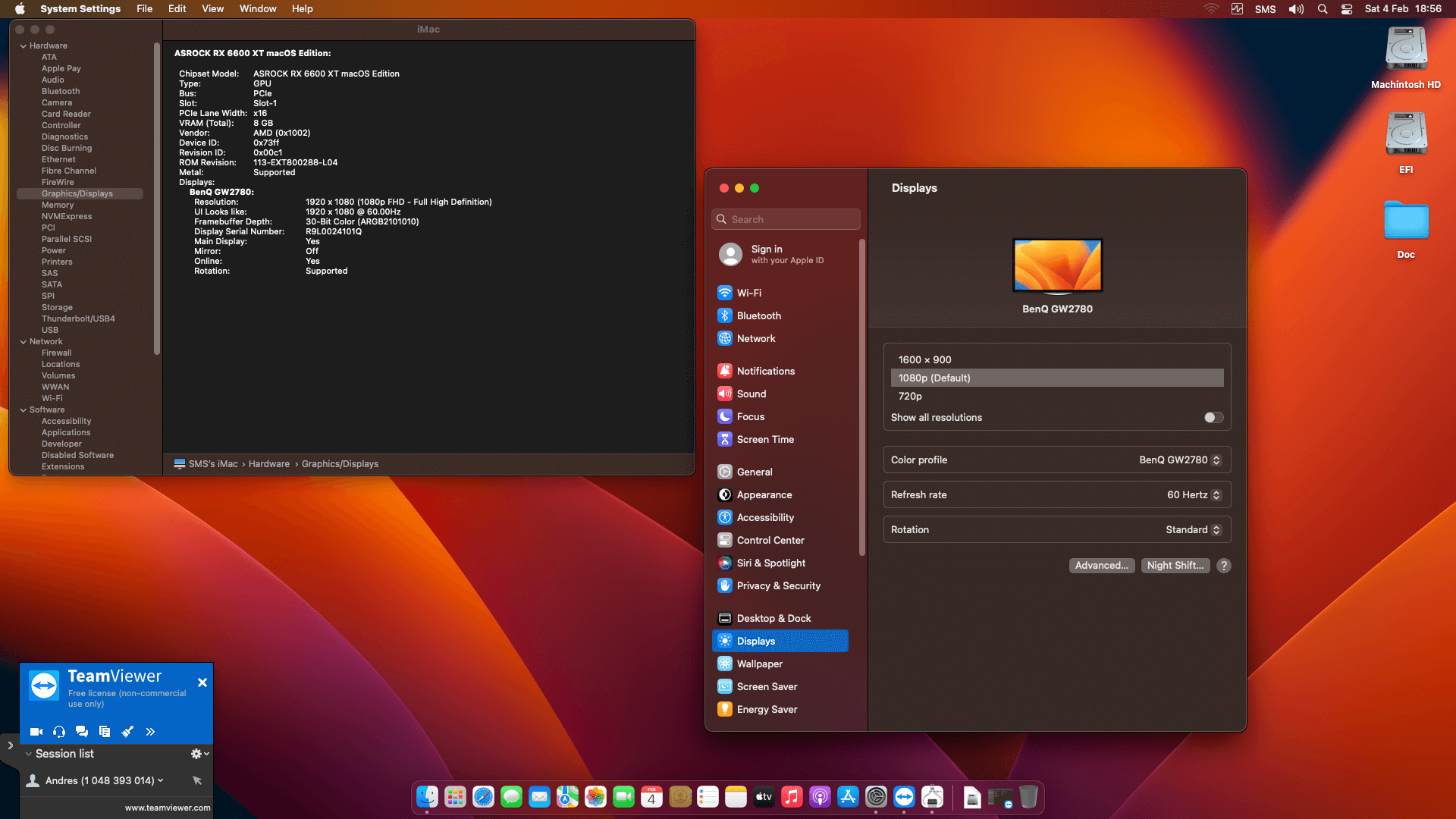 Gigabyte Z490 UD AC + Intel Core i7 10700 + Asrock RX 6600 XT   OpenCore 5