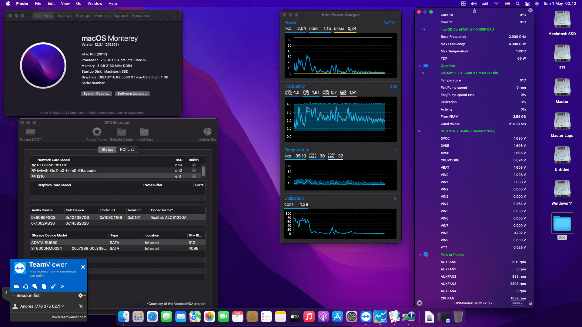 Asus ROG Strix B560 F Gaming Wifi + Intel Core i5 10400F + Gigabyte RX 5500 XT   OpenCore 1