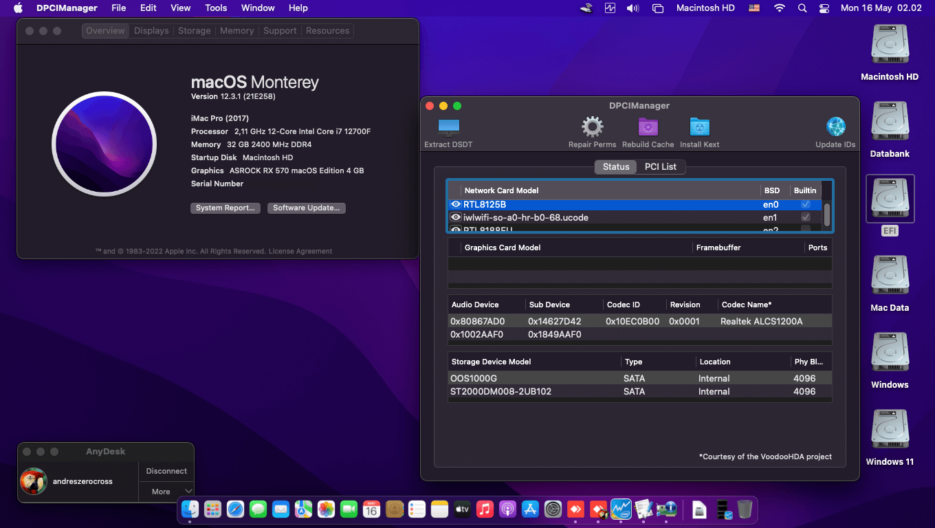 MSI MAG B660M Mortar Wifi DDR4 + Intel Core i7 12700F + Asrock RX 570 OpenCore 1